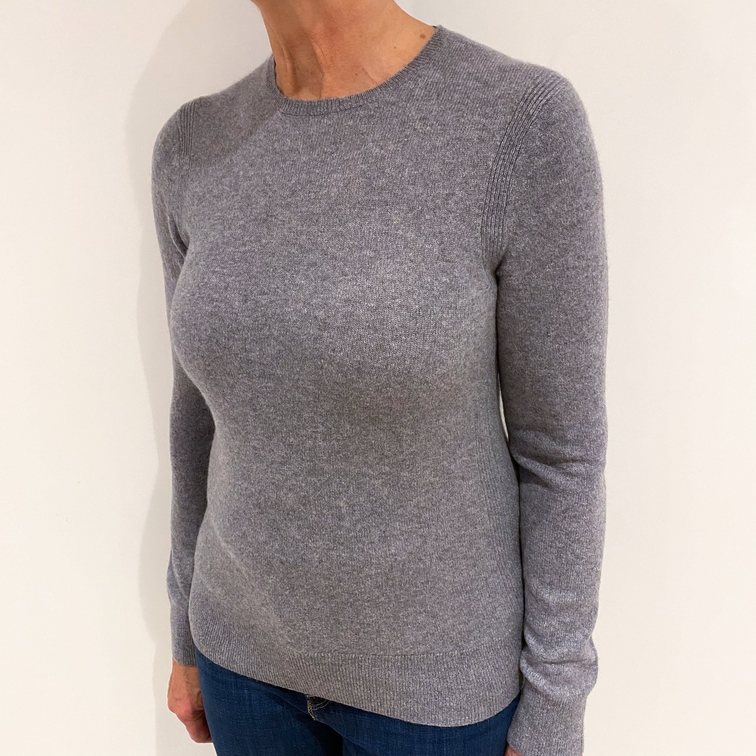 New Saks Fifth Avenue Steel Cashmere Crew Neck Jumper Medium