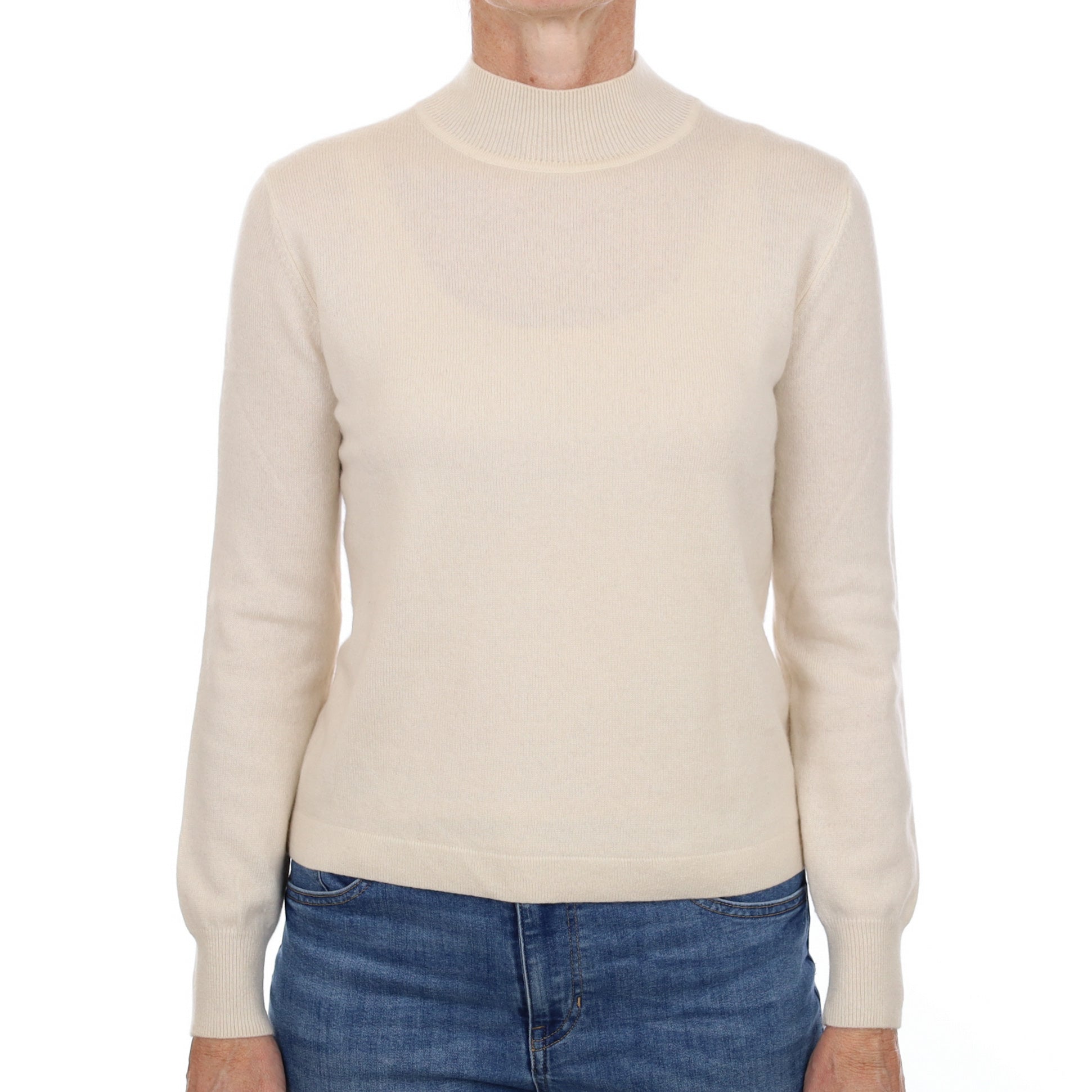 Vanilla Cream Cashmere Turtle Neck Jumper Small