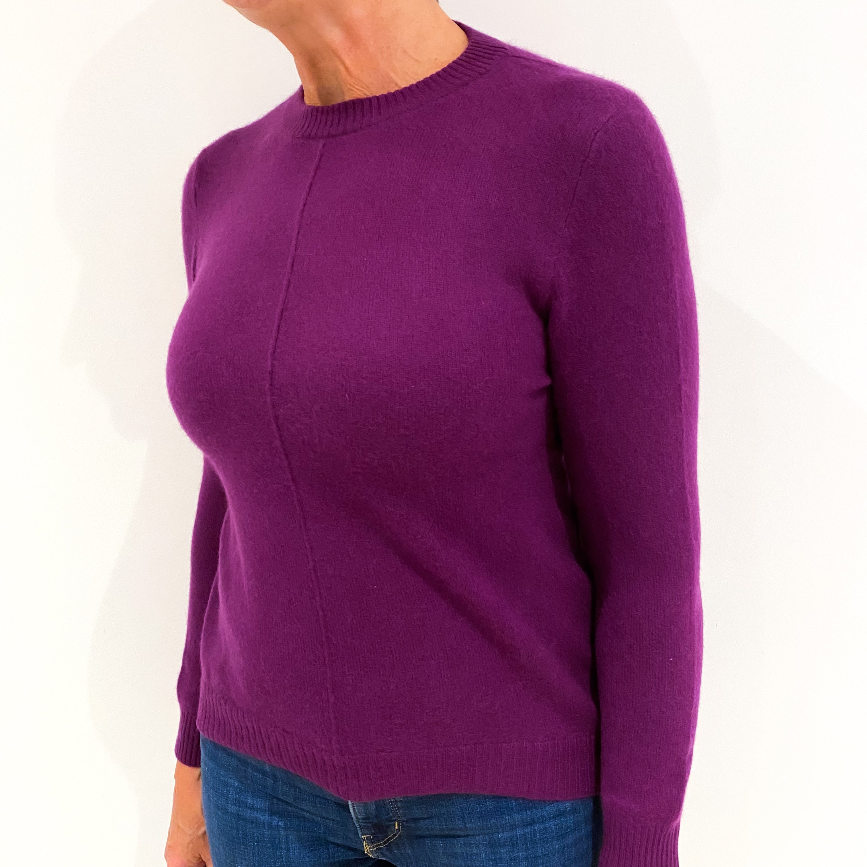 Crushed Blackcurrant Cashmere Crew Neck Jumper Medium