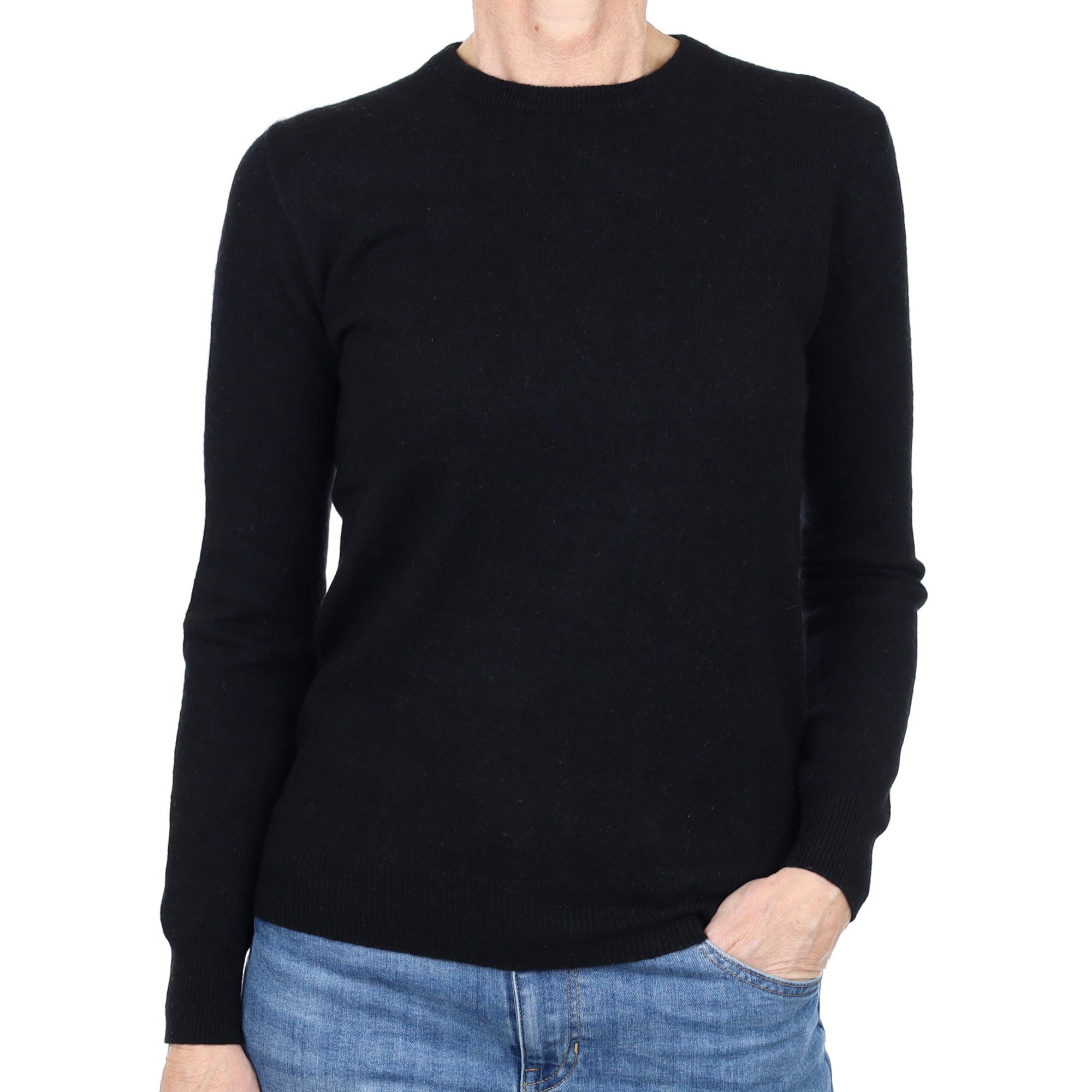 Black Cashmere Crew Neck Jumper Small