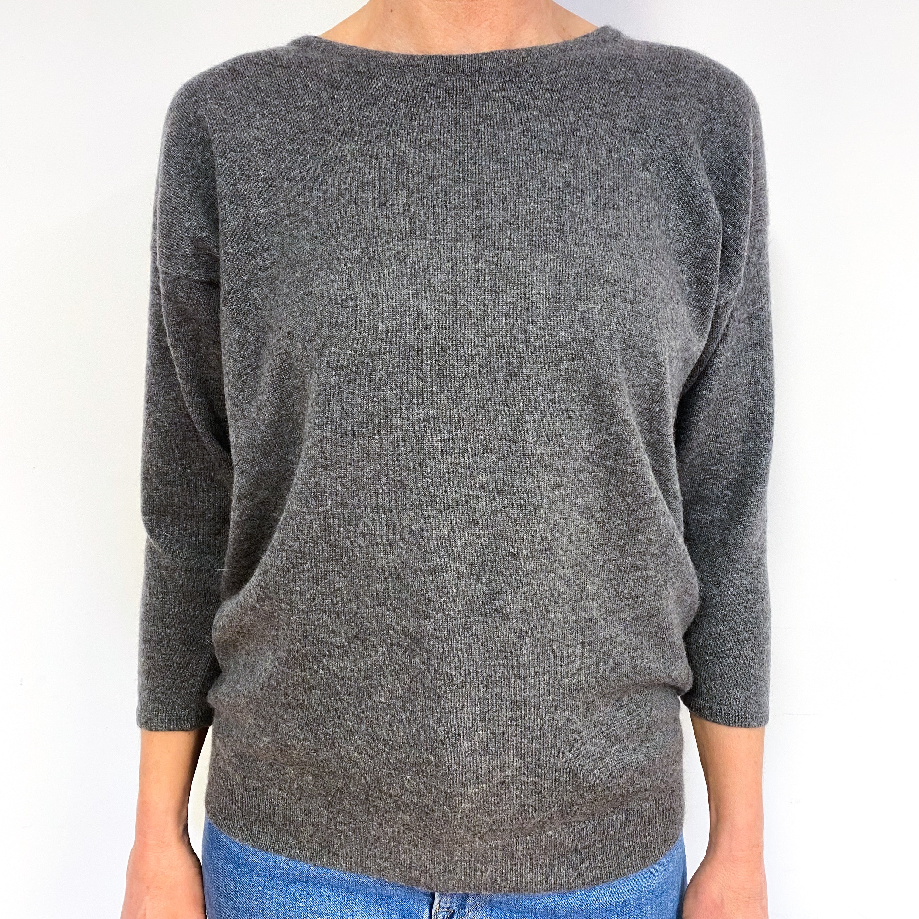 Smoke Grey Cashmere Crew Neck Jumper Medium
