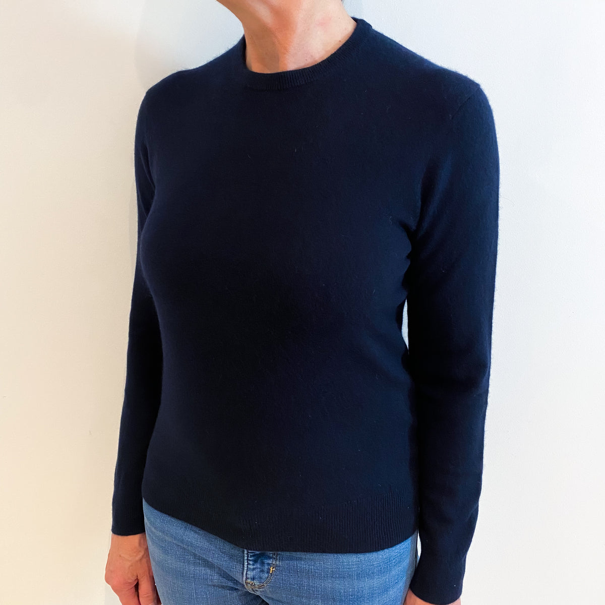 Navy Blue Cashmere Crew Neck Jumper Medium