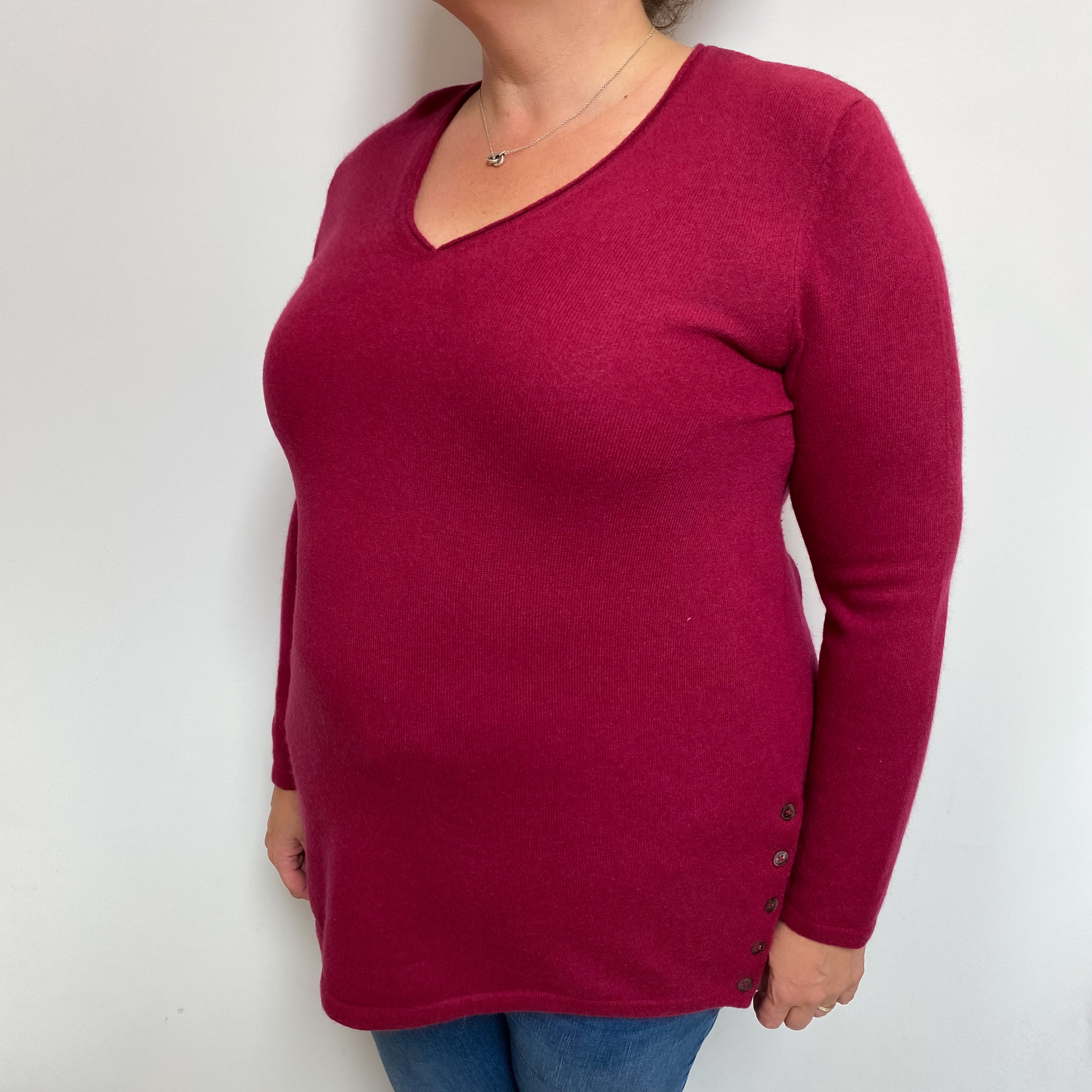 Phoenix Red Cashmere V Neck Jumper Extra Large