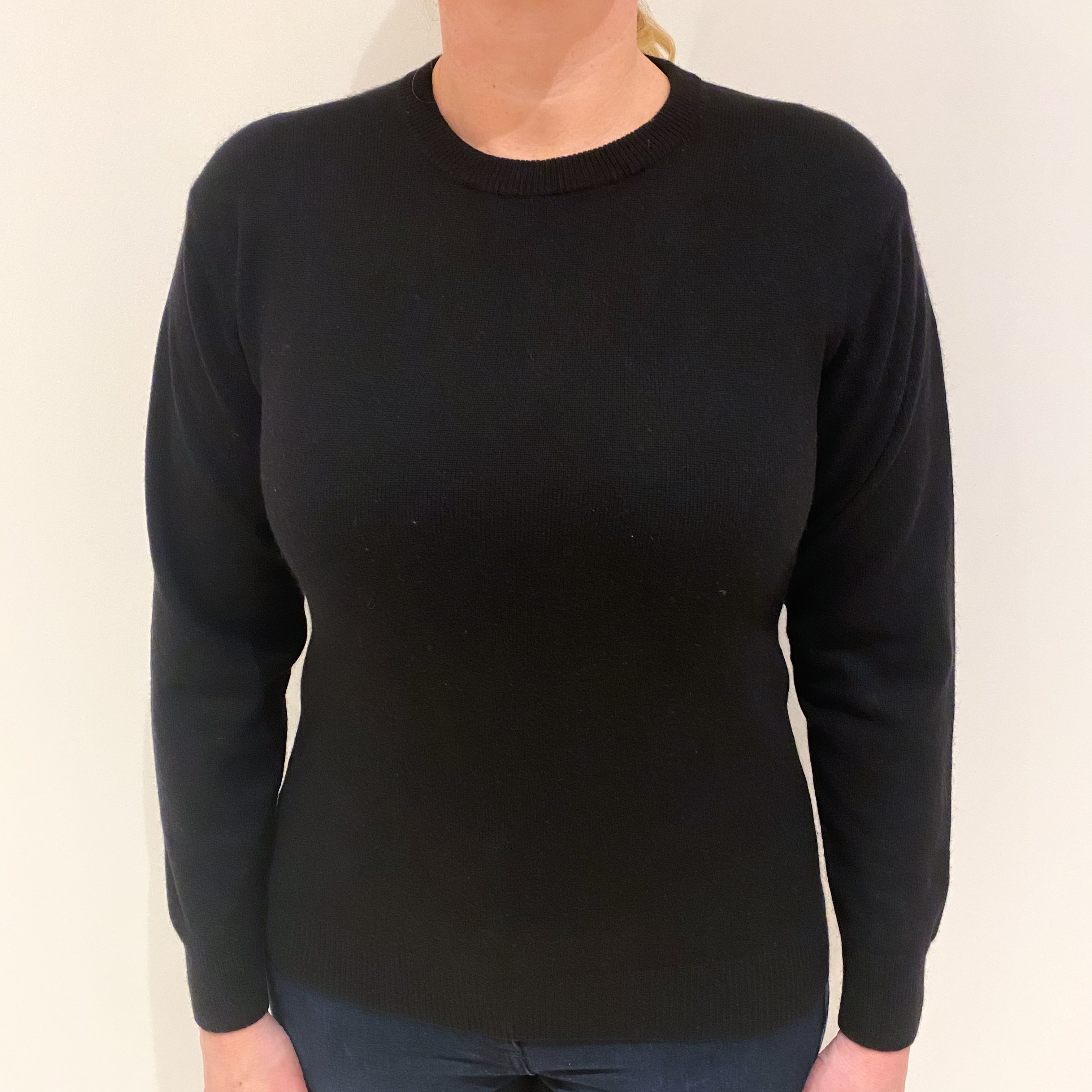 Black Cashmere Crew Neck Jumper Large