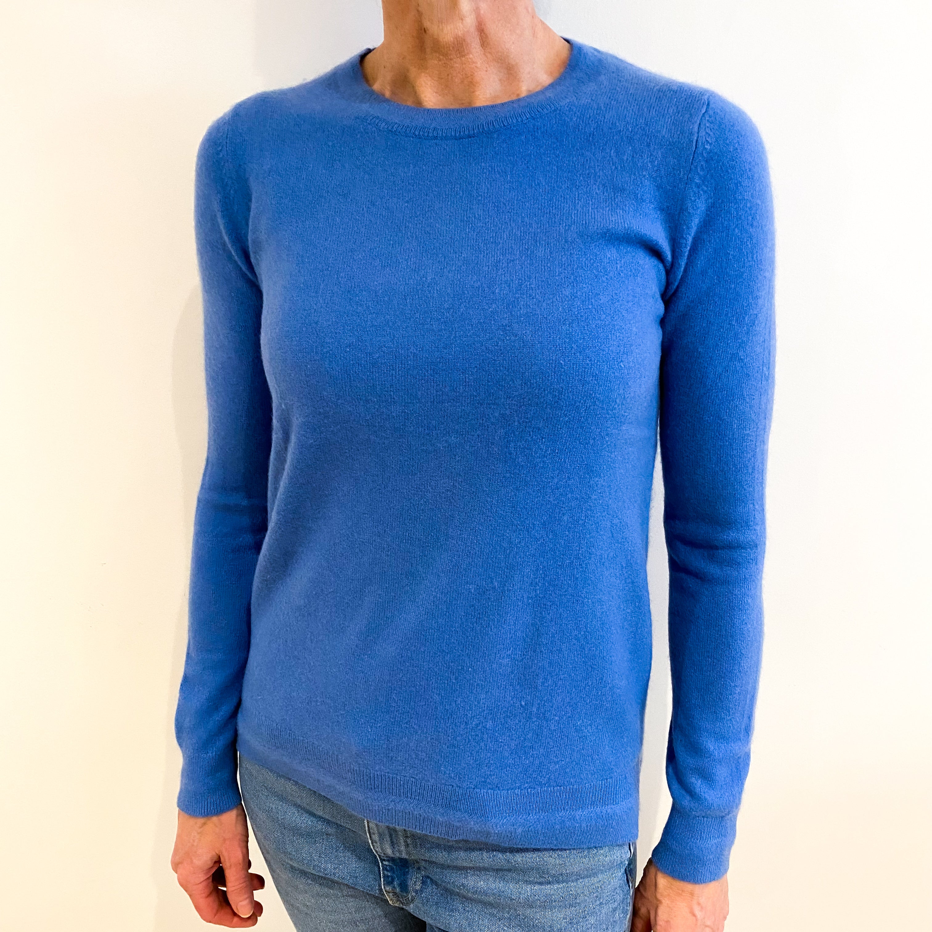 Cornflower Blue Cashmere Crew Neck Jumper Small