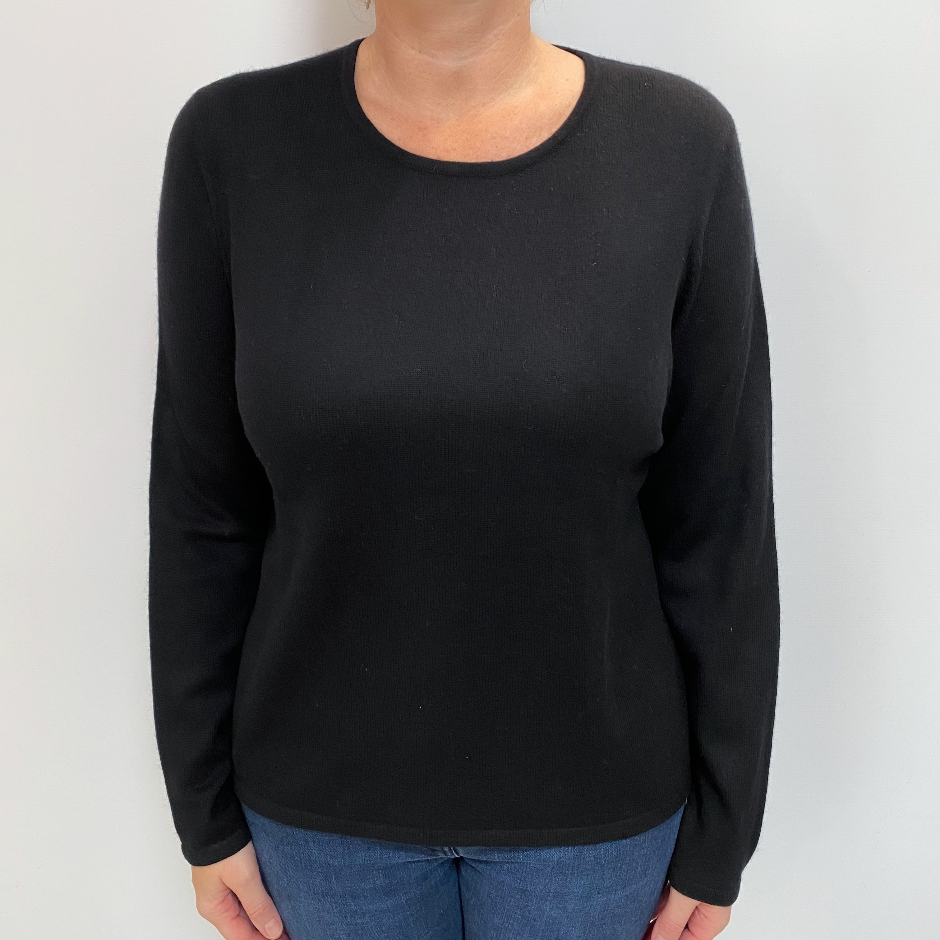 Black Cashmere Crew Neck Jumper Large