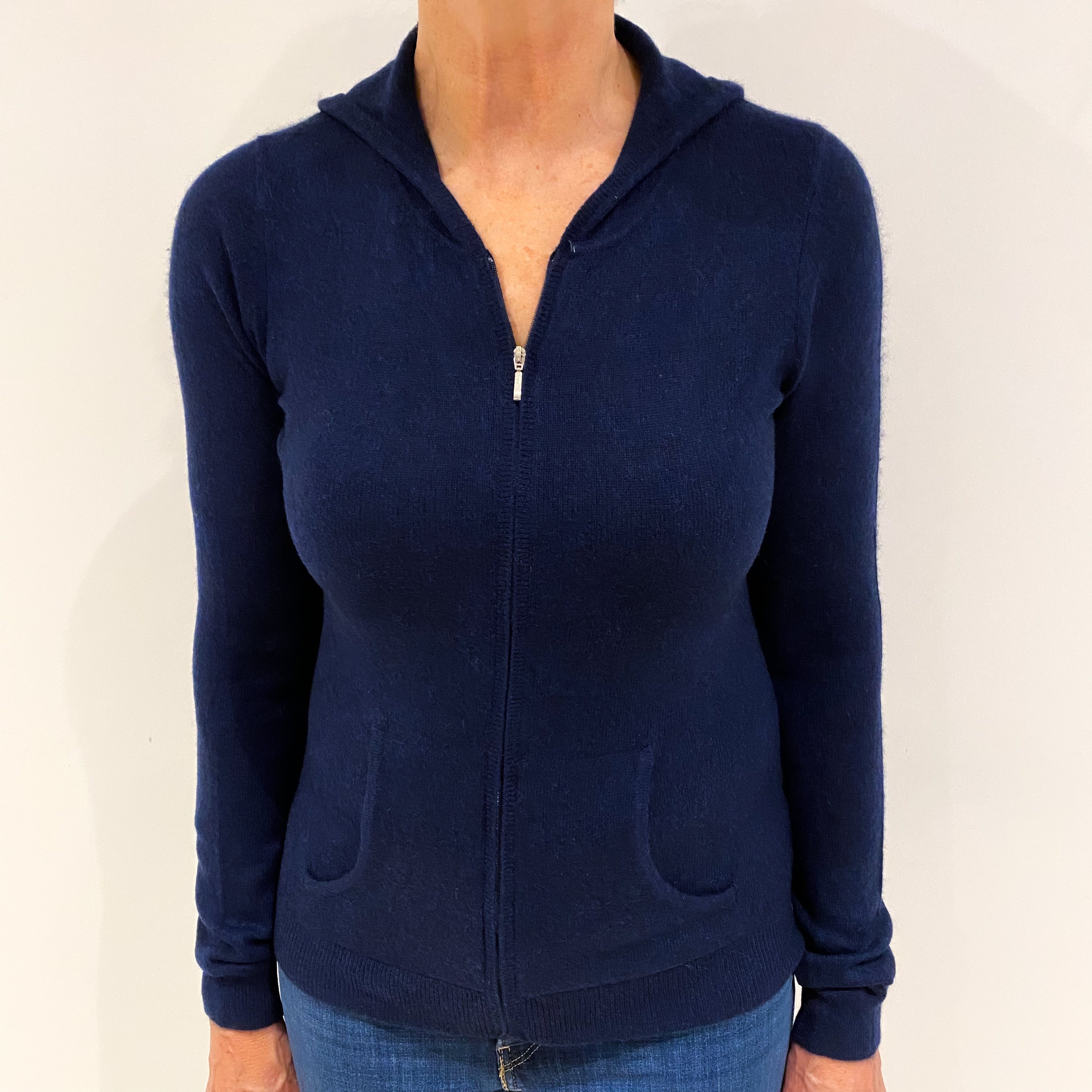 Midnight Blue Cashmere Zip Up Hoodie Medium