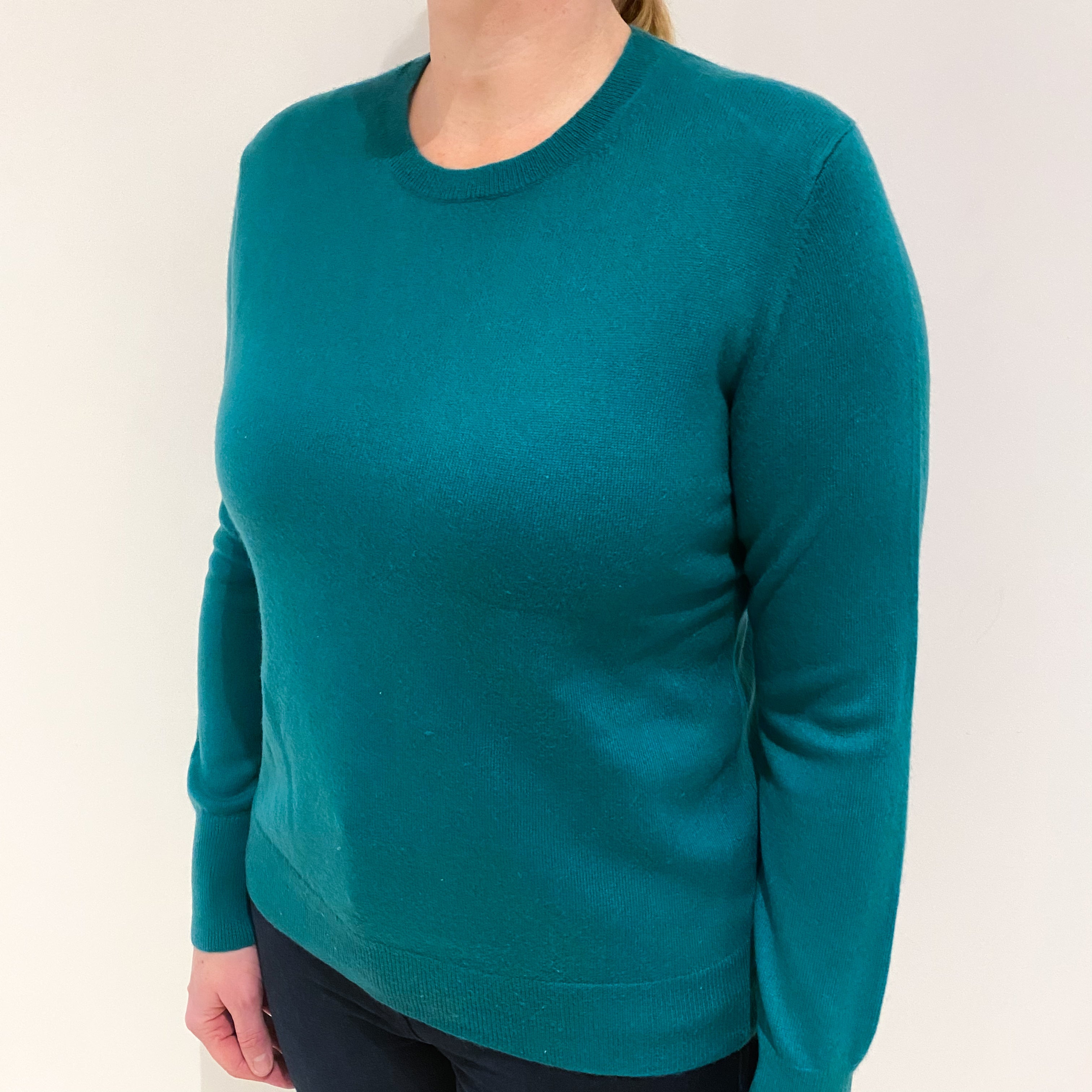 Pine Green Cashmere Crew Neck Jumper Large