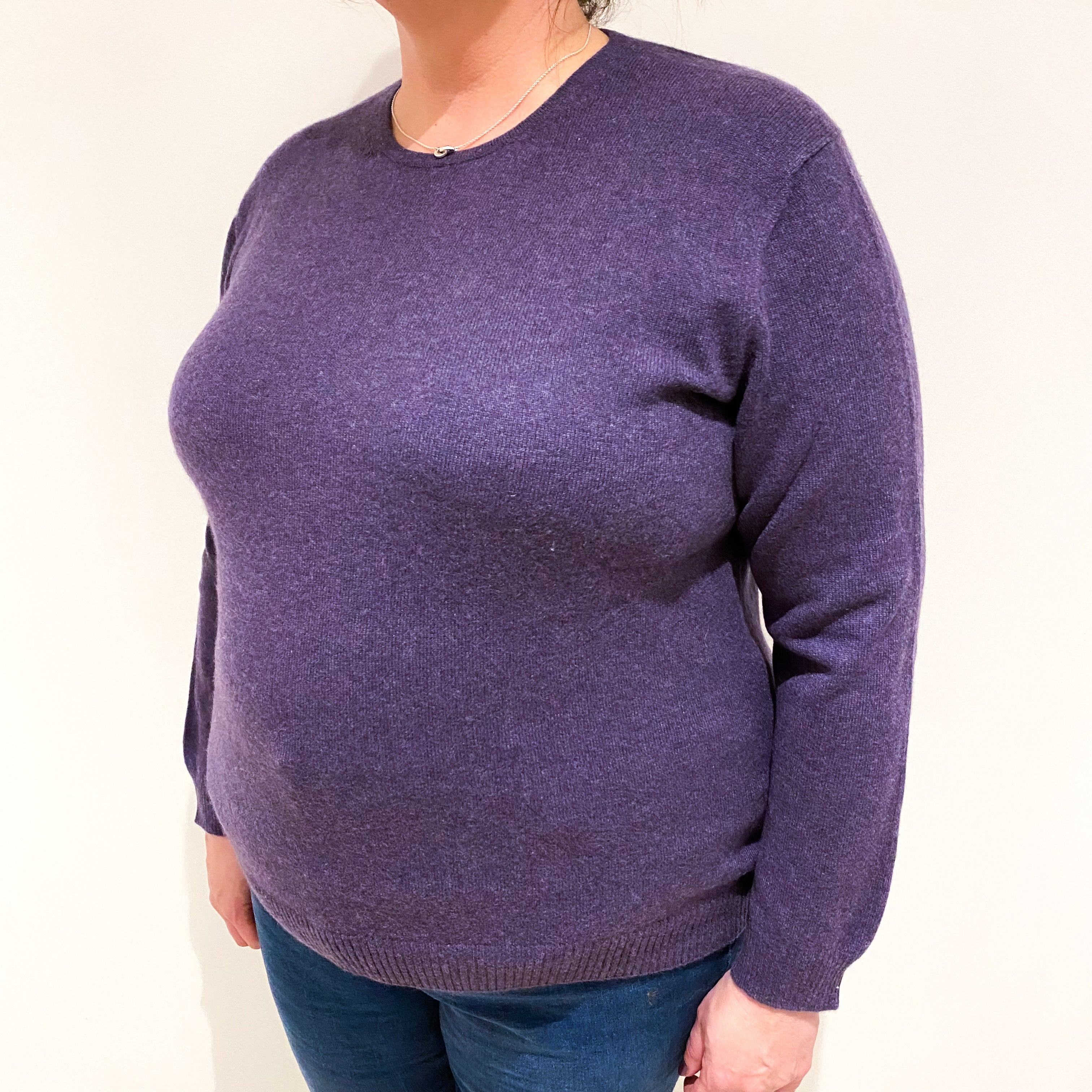 Amethyst Purple Cashmere Crew Neck Jumper Extra Large