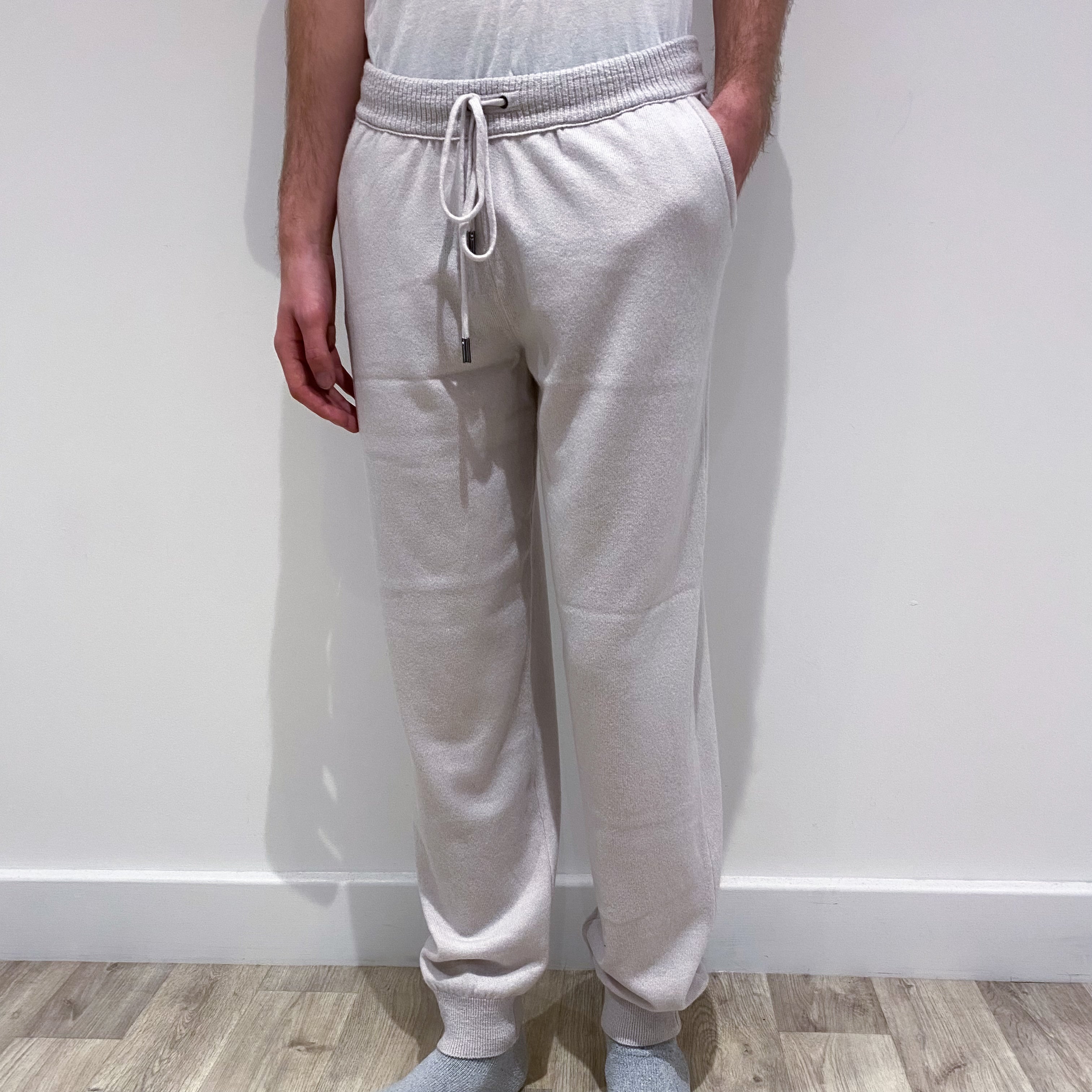 Men's Alabaster Grey Cashmere Lounge Pants Small