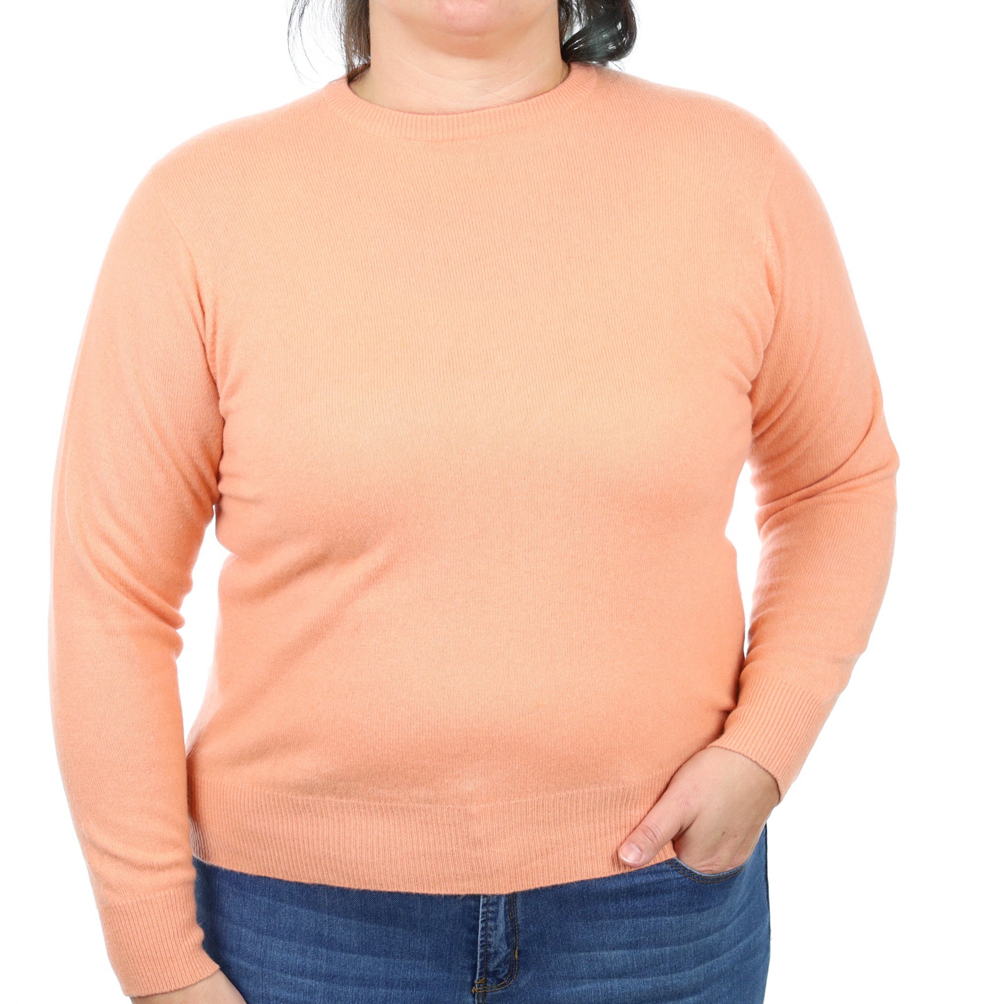 Salmon Pink Cashmere Crew Neck Jumper Large