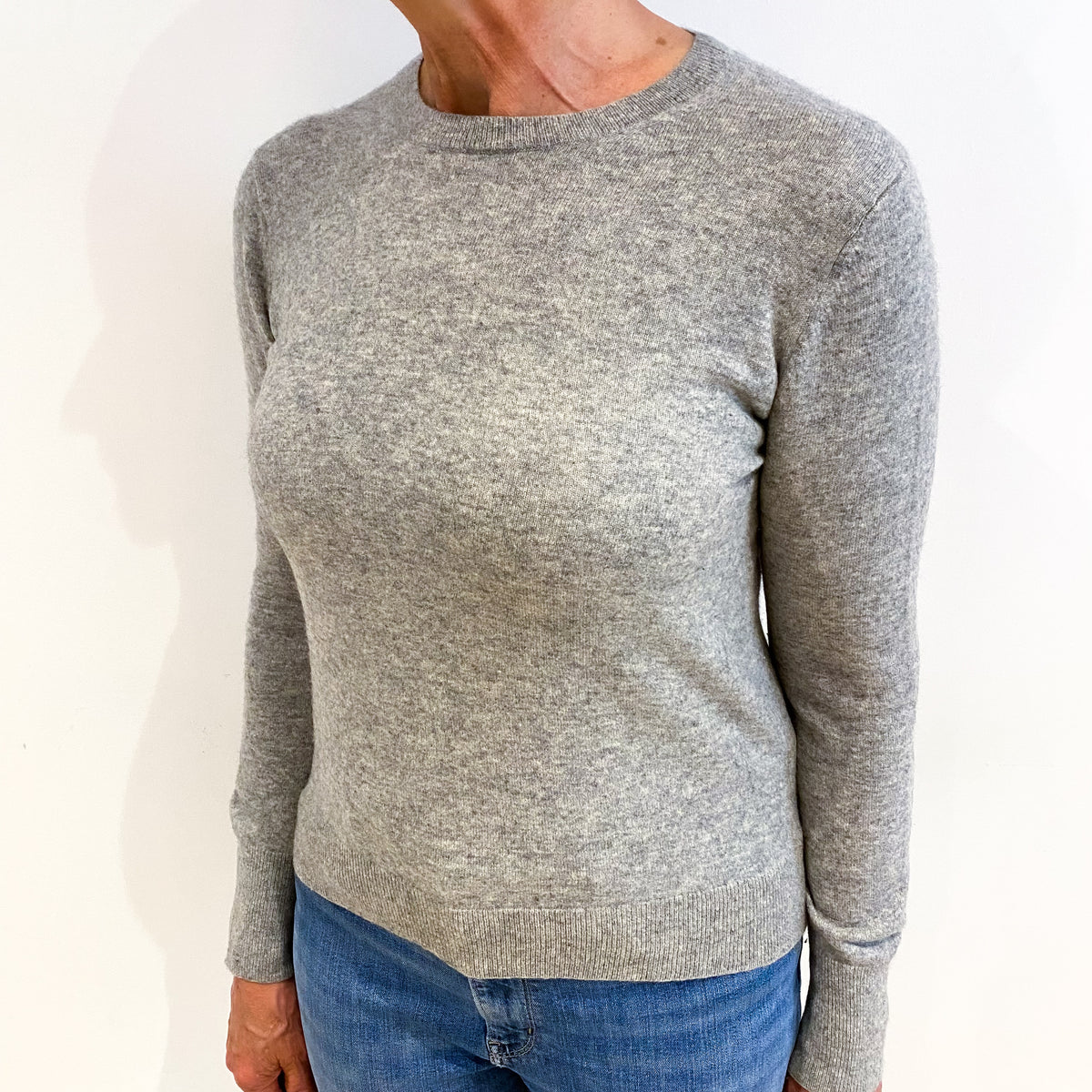 Smoke Grey Cashmere Crew Neck Jumper Medium