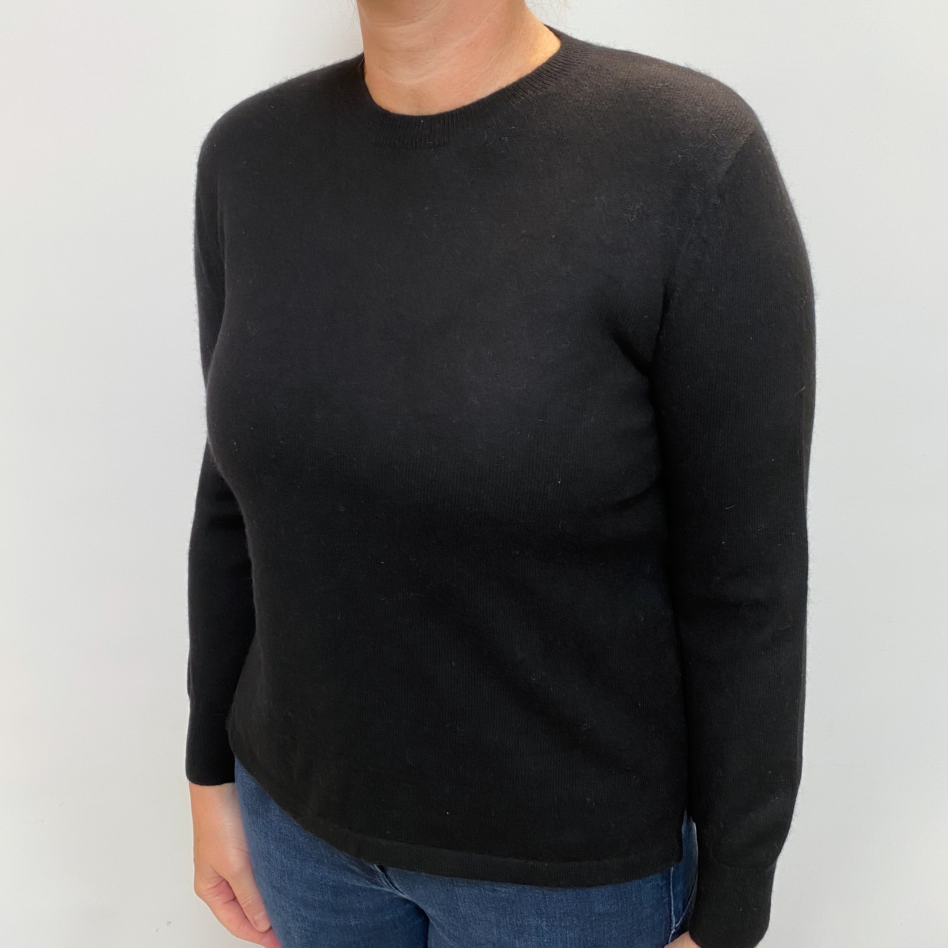 Black Cashmere Crew Neck Jumper Large