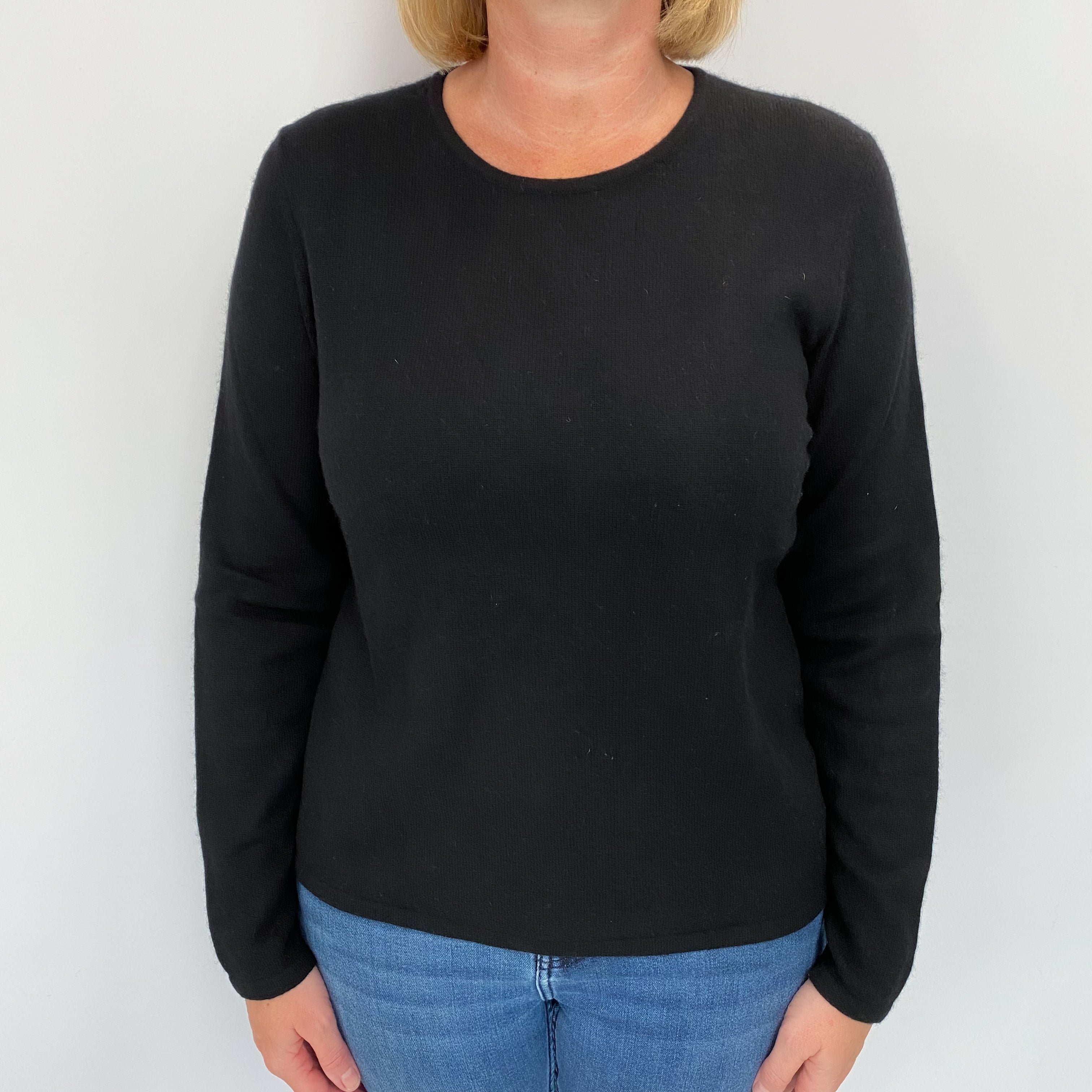 Black Cashmere Crew Neck Jumper Large