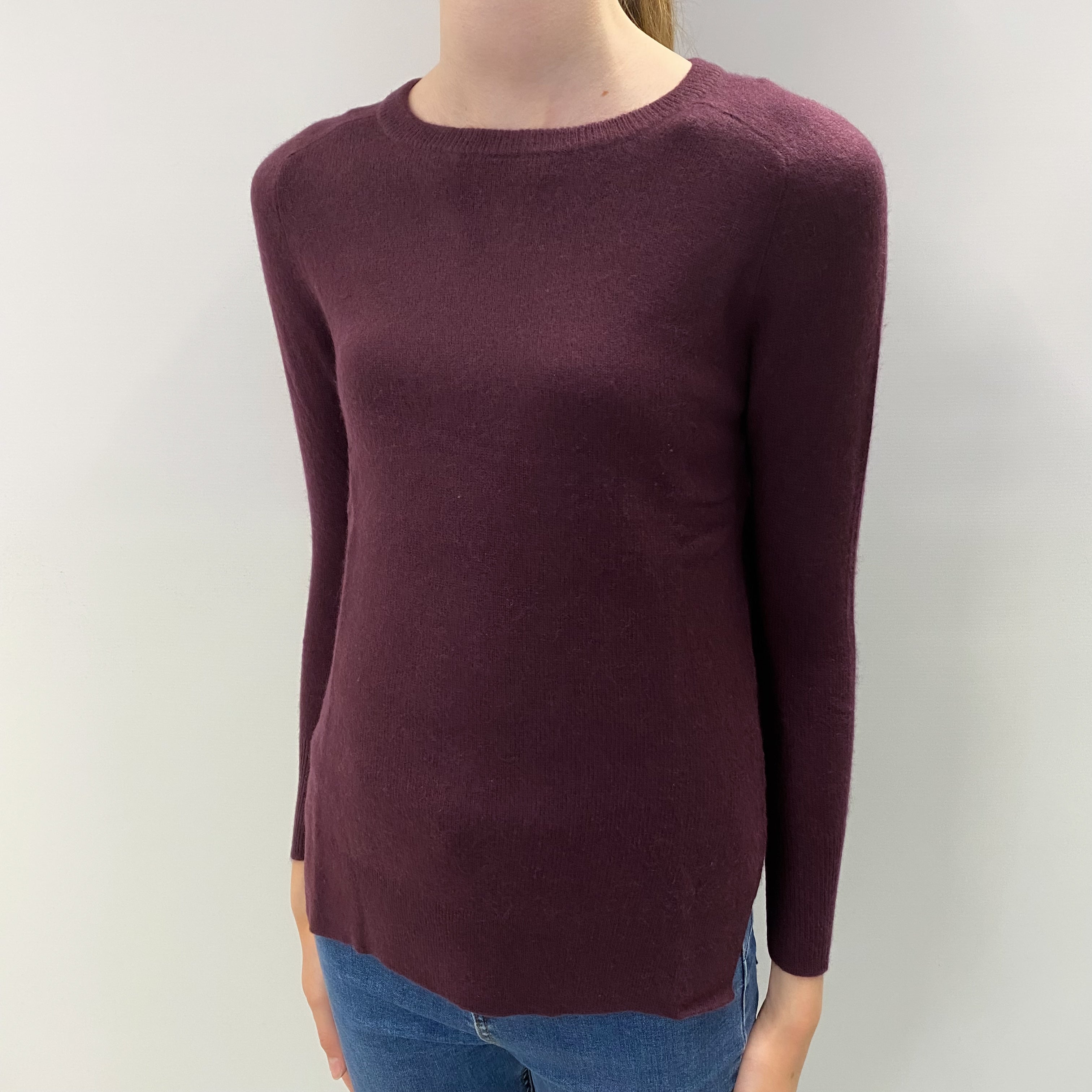 Mulberry Purple Cashmere Crew Neck Jumper Extra Small