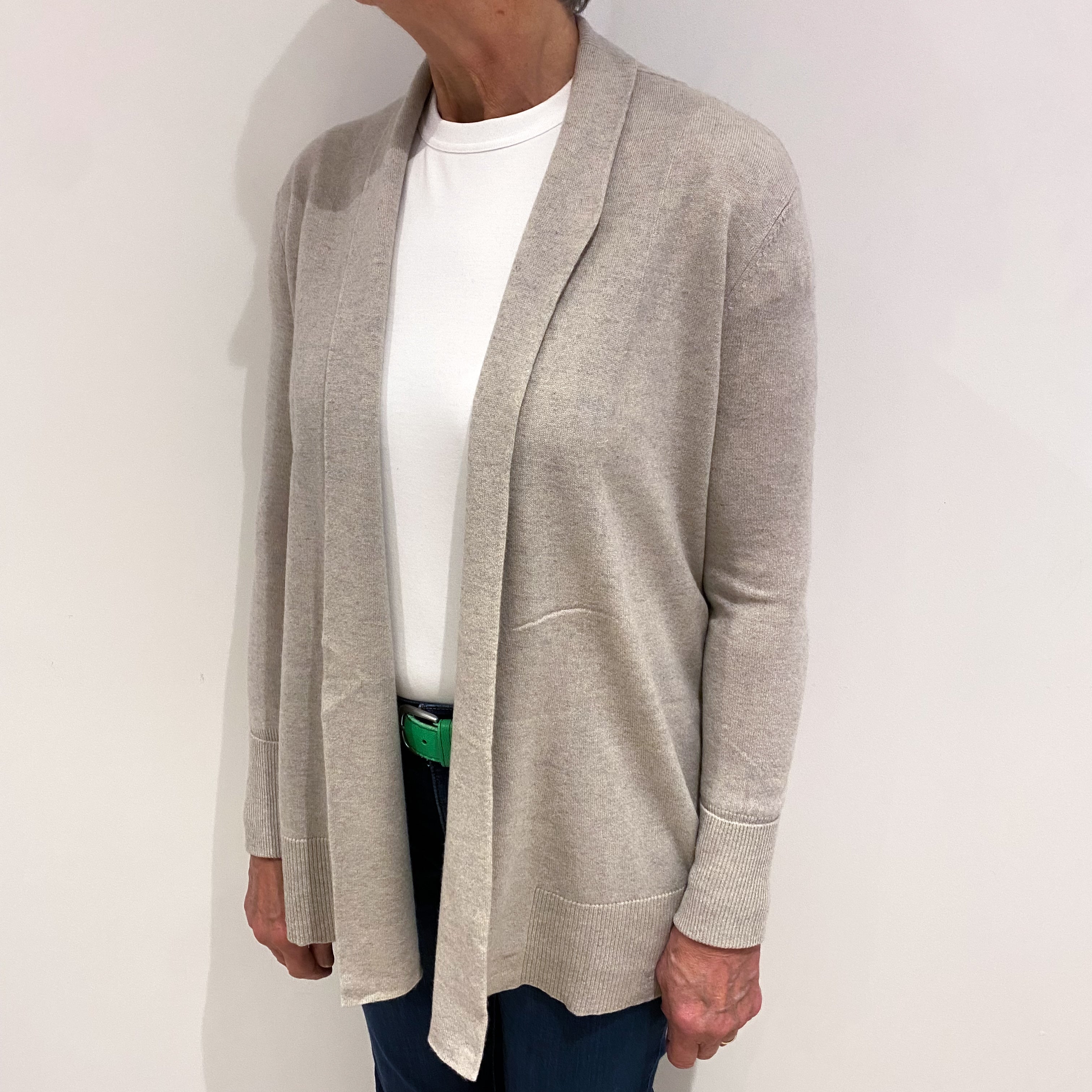 Mist Grey Cashmere Edge to Edge Cardigan Medium