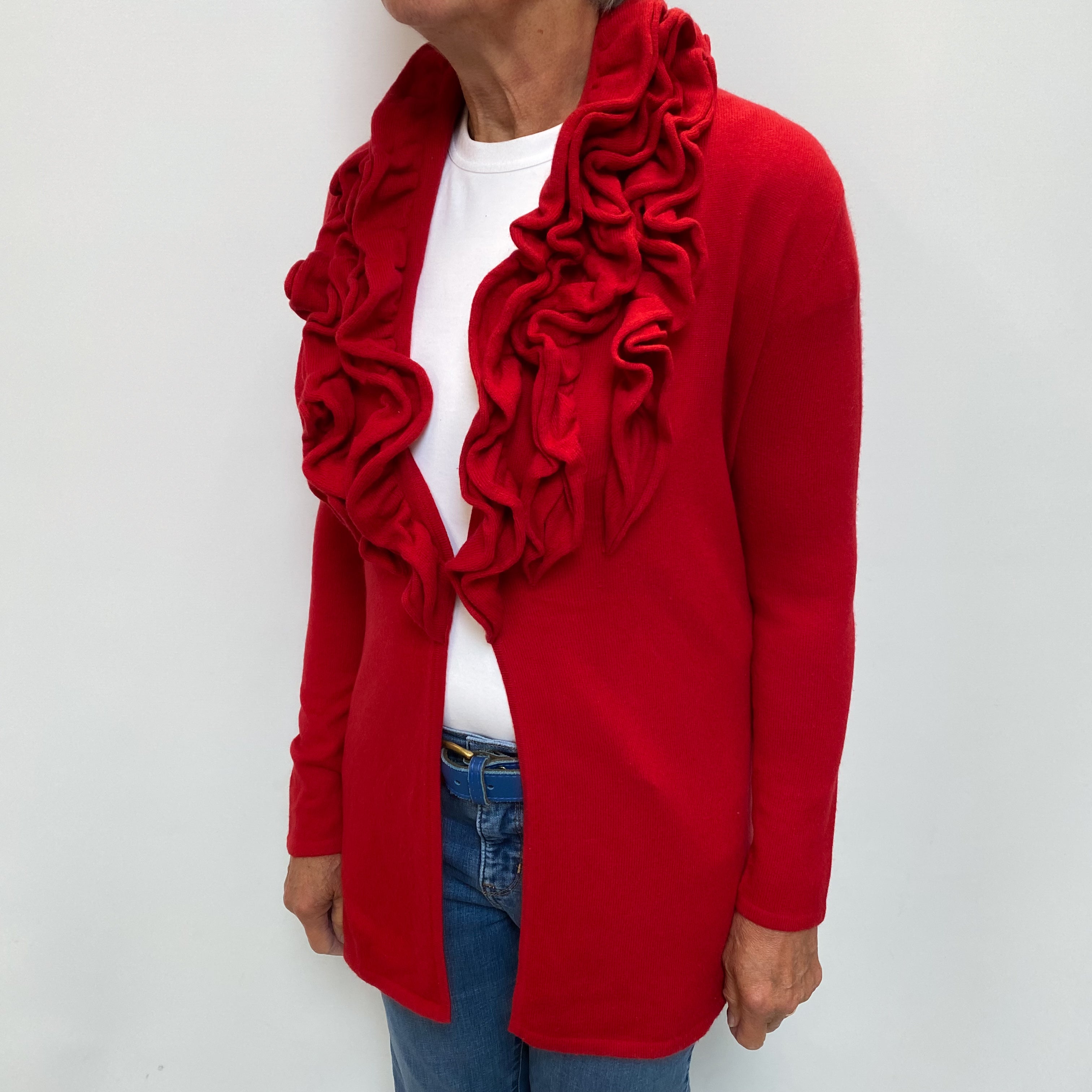 Scarlet Red Cashmere Edge To Edge Cardigan Medium