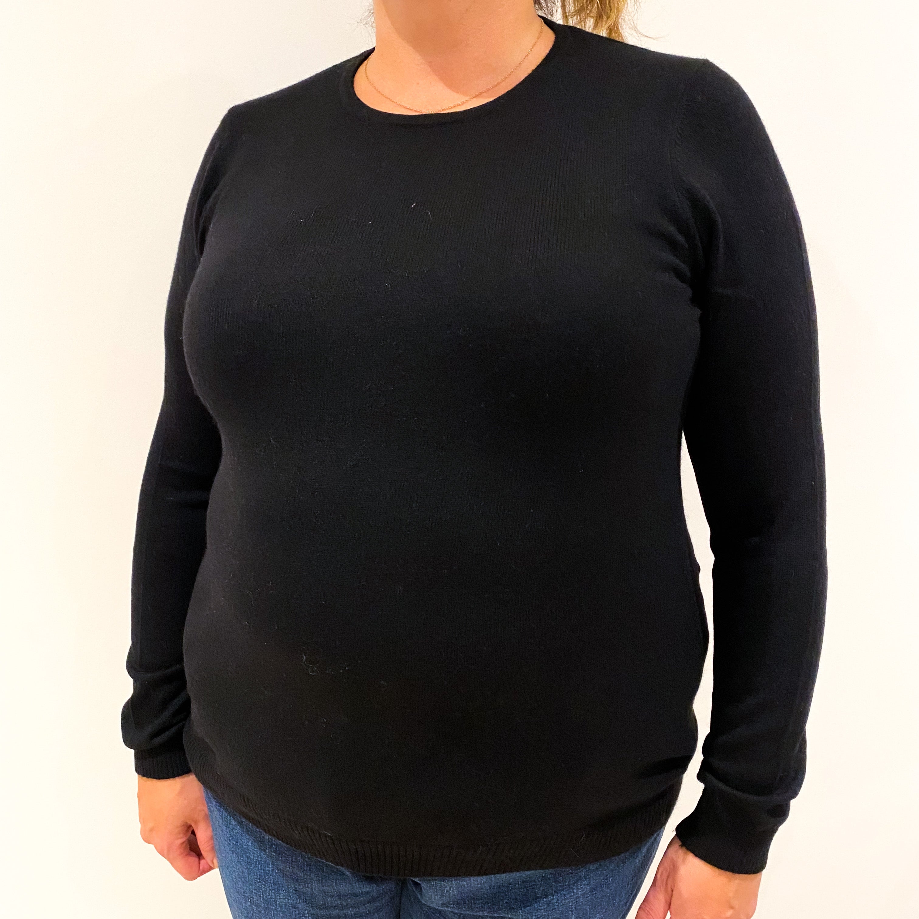 Black Cashmere Crew Neck Jumper Extra Large