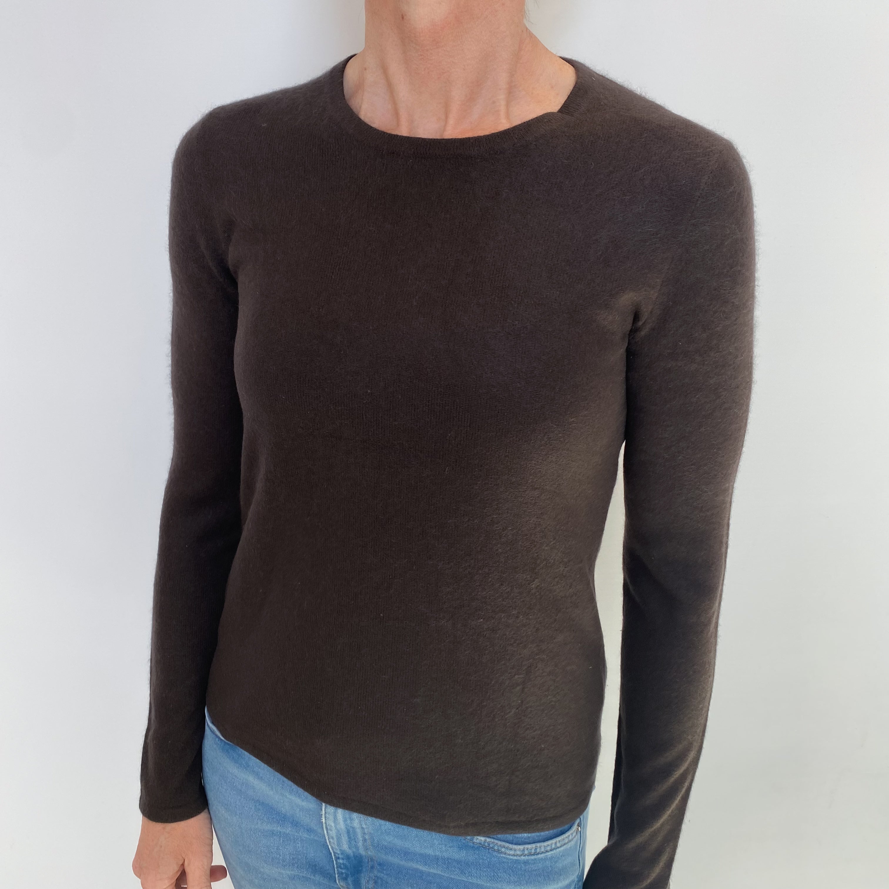 Peppercorn Brown Cashmere Crew Neck Jumper Small