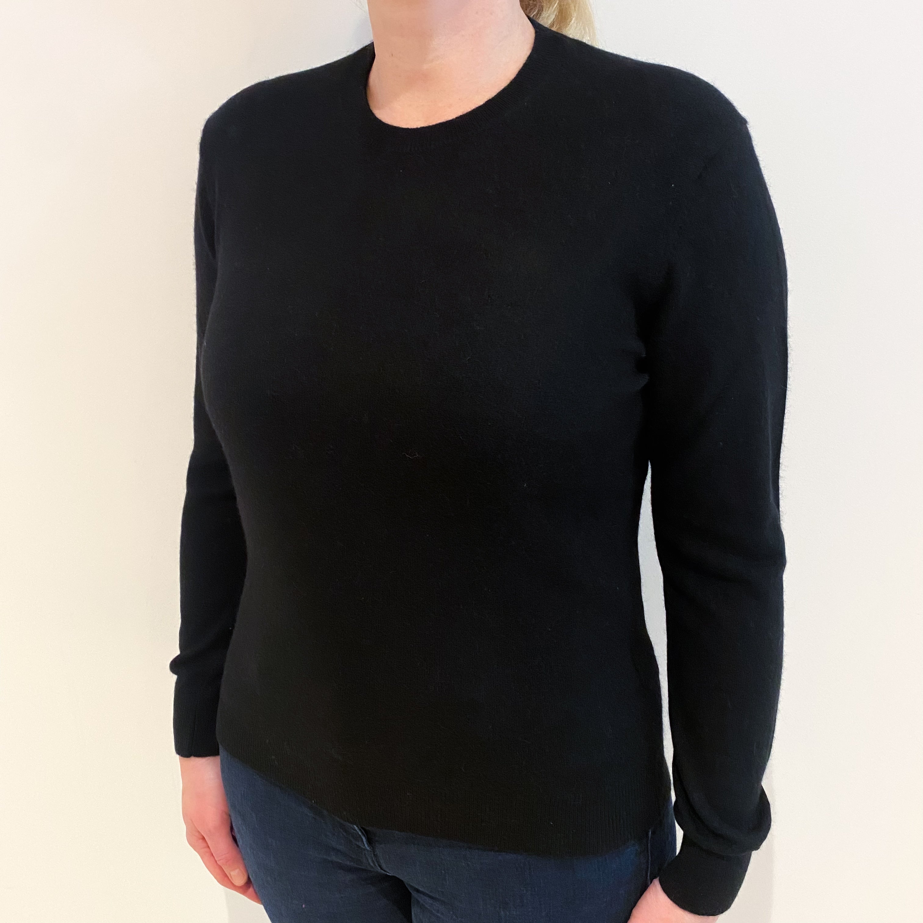 Black Cashmere Crew Neck Jumper Large