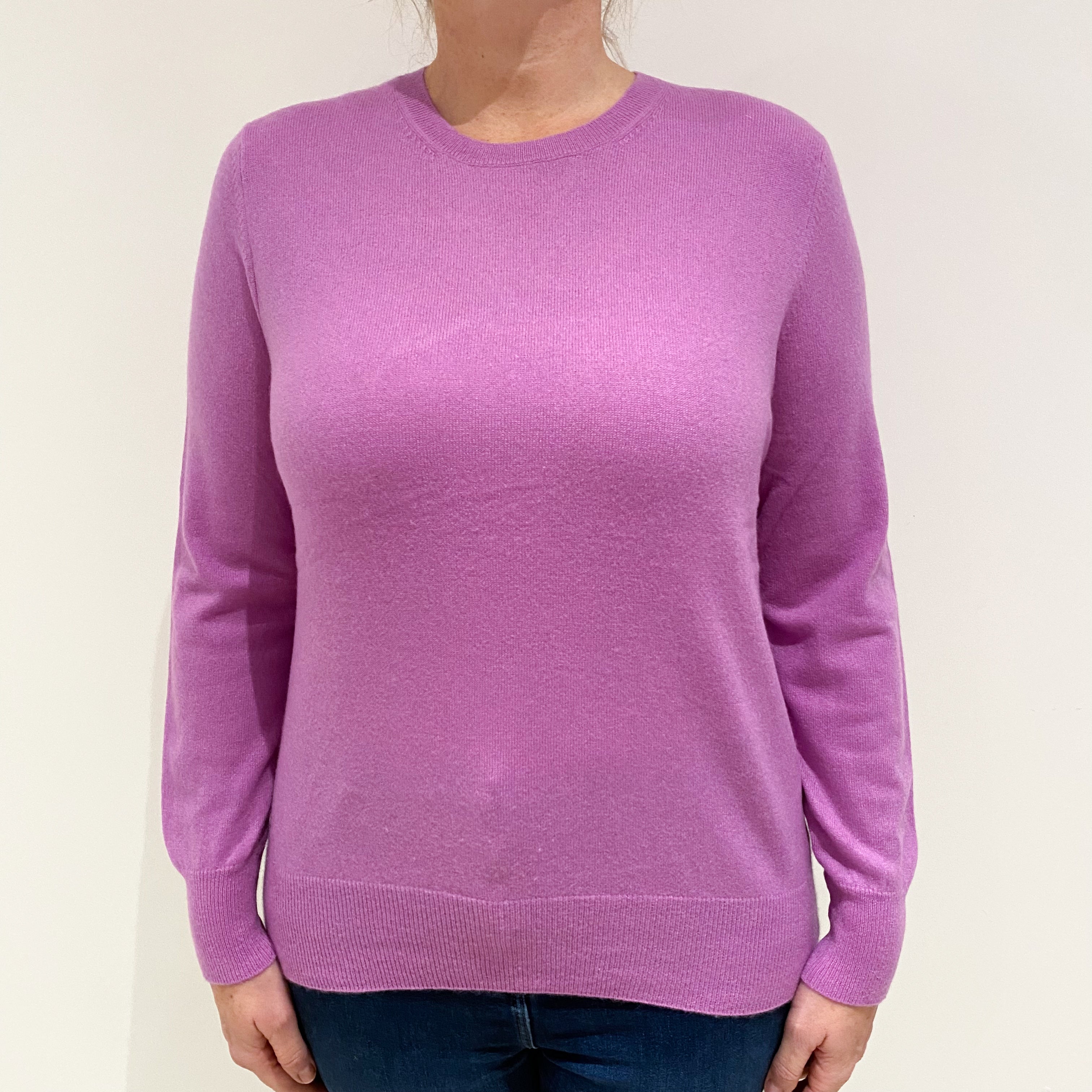 Loganberry Purple Cashmere Crew Neck Jumper Large