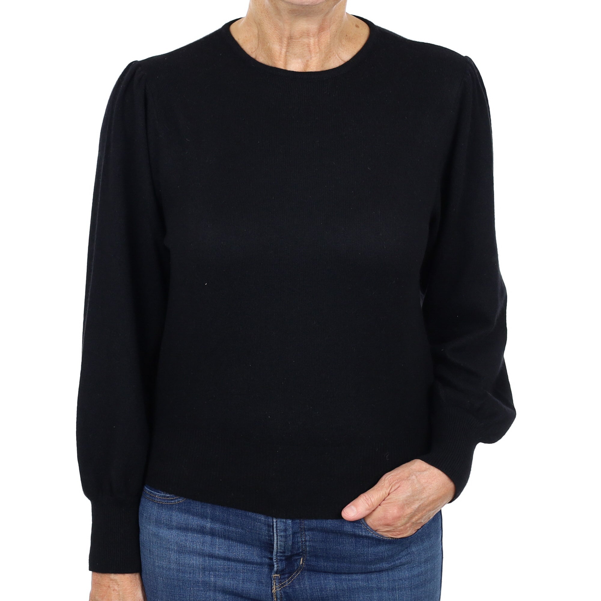 Black Cashmere Crew Neck Jumper Medium