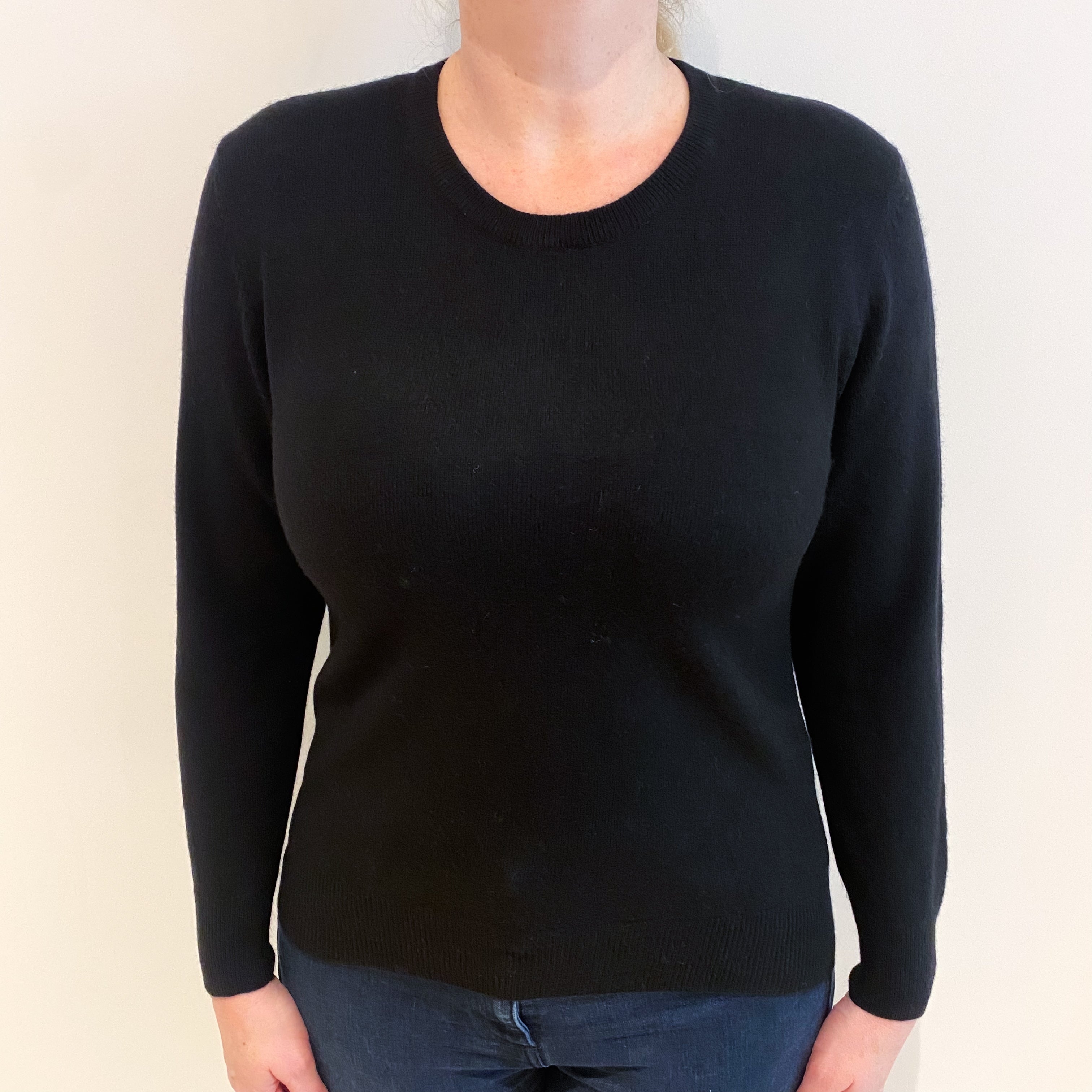 Black Cashmere Crew Neck Jumper Large