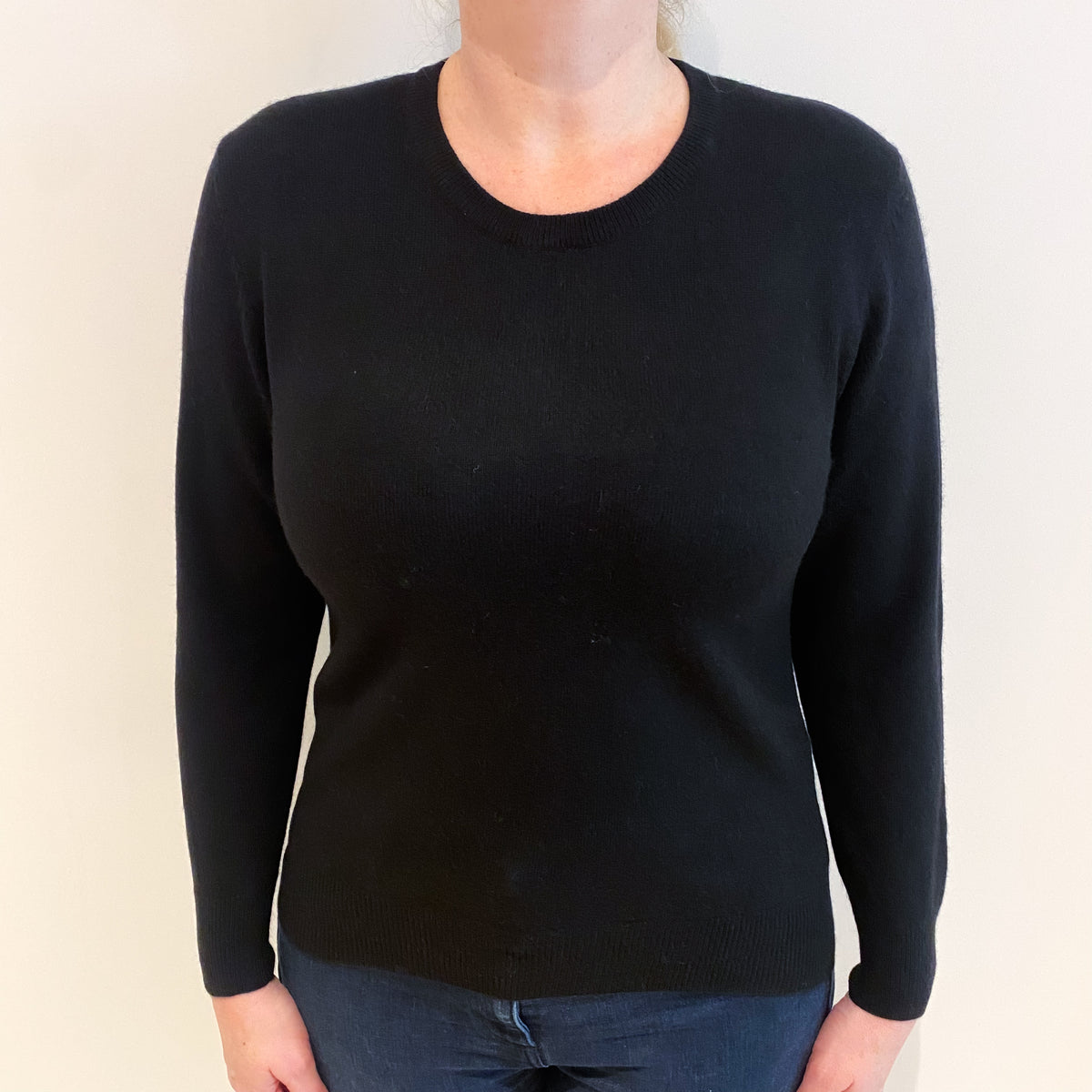 Black Cashmere Crew Neck Jumper Large