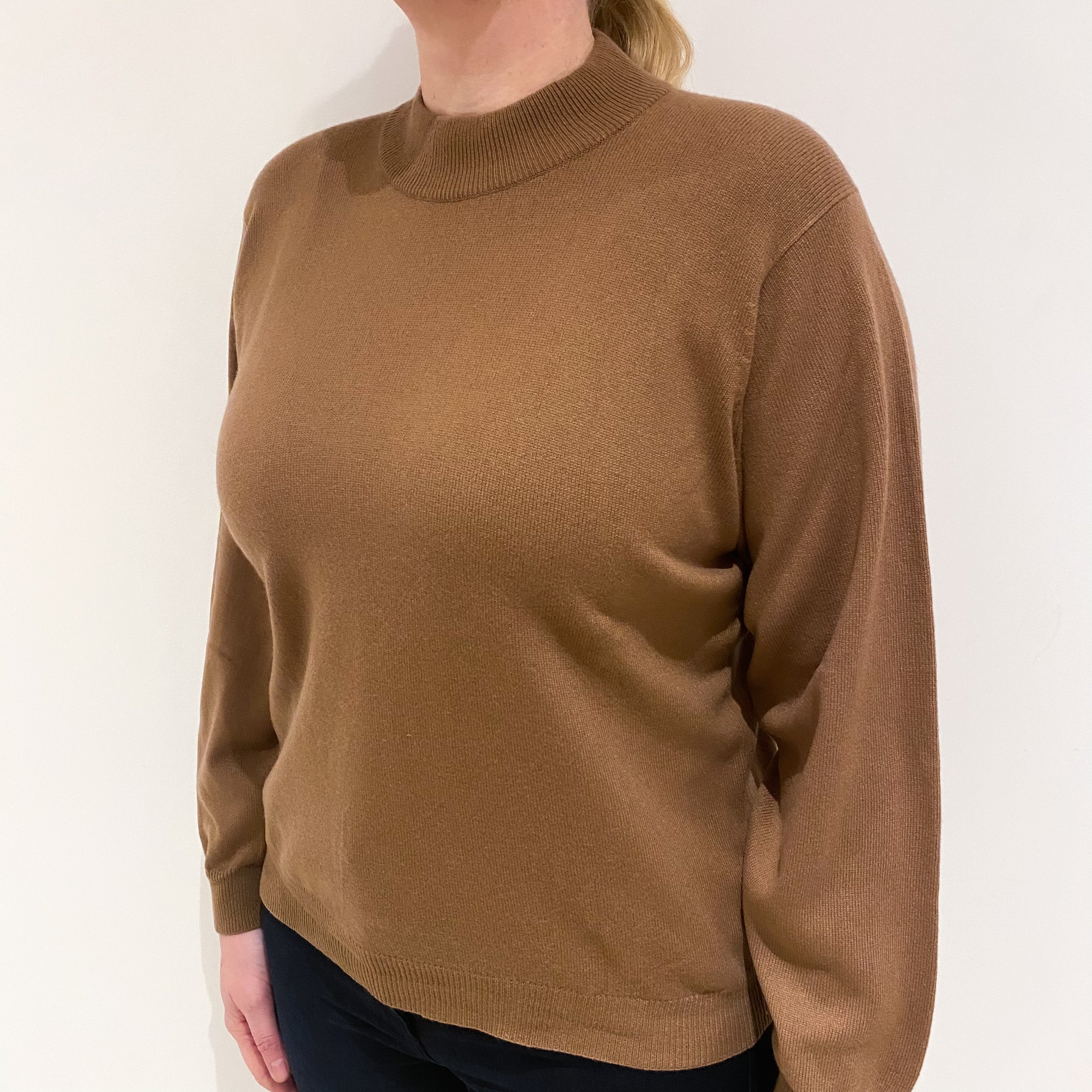 Nutmeg Brown Cashmere Turtle Neck Jumper Large