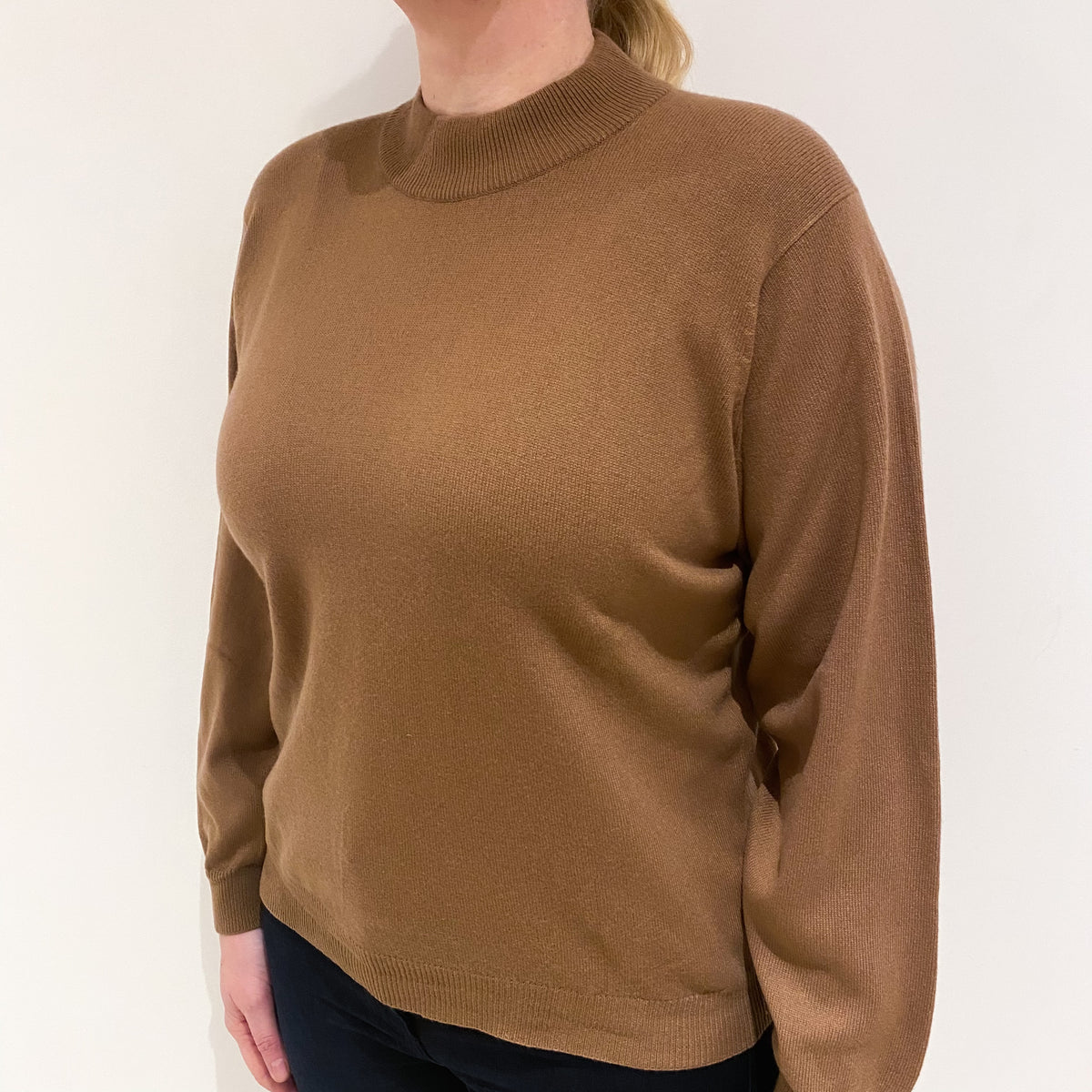 Nutmeg Brown Cashmere Turtle Neck Jumper Large