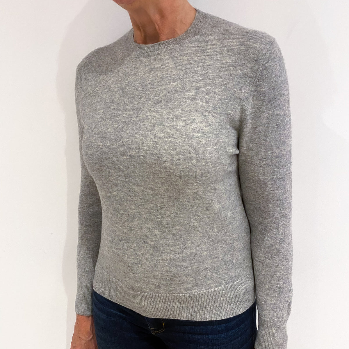 Smoke Grey Cashmere Crew Neck Jumper Medium