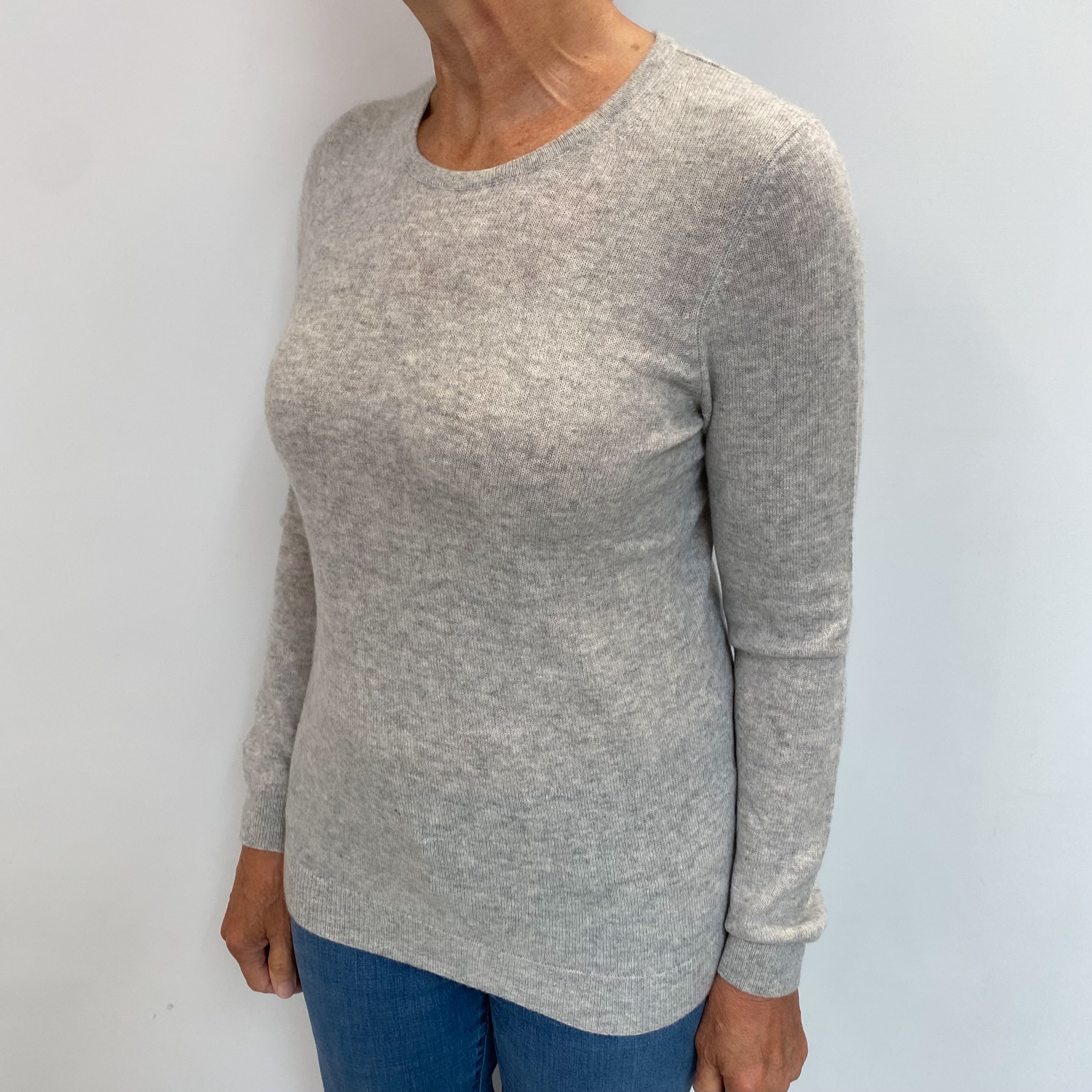 Smoke Grey Cashmere Crew Neck Jumper Medium