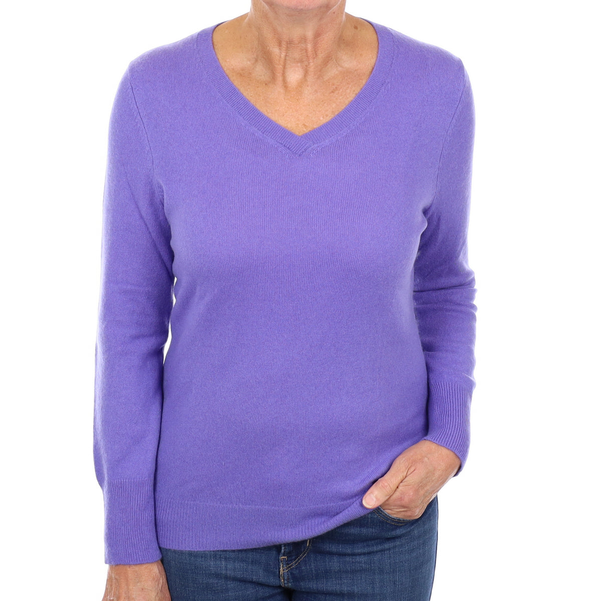 Periwinkle Purple Cashmere V Neck Jumper Medium
