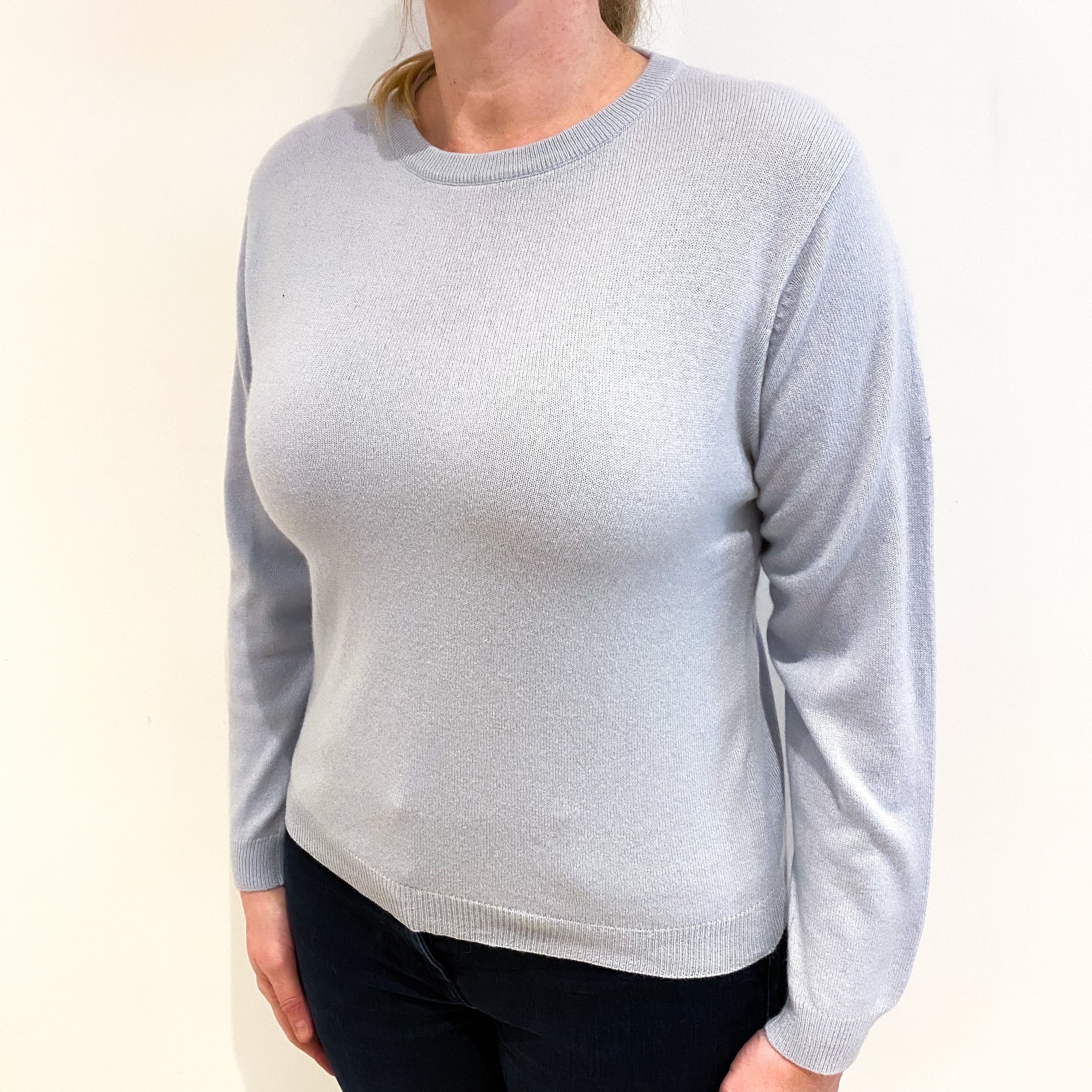 Powder Blue Cashmere Crew Neck Jumper Large