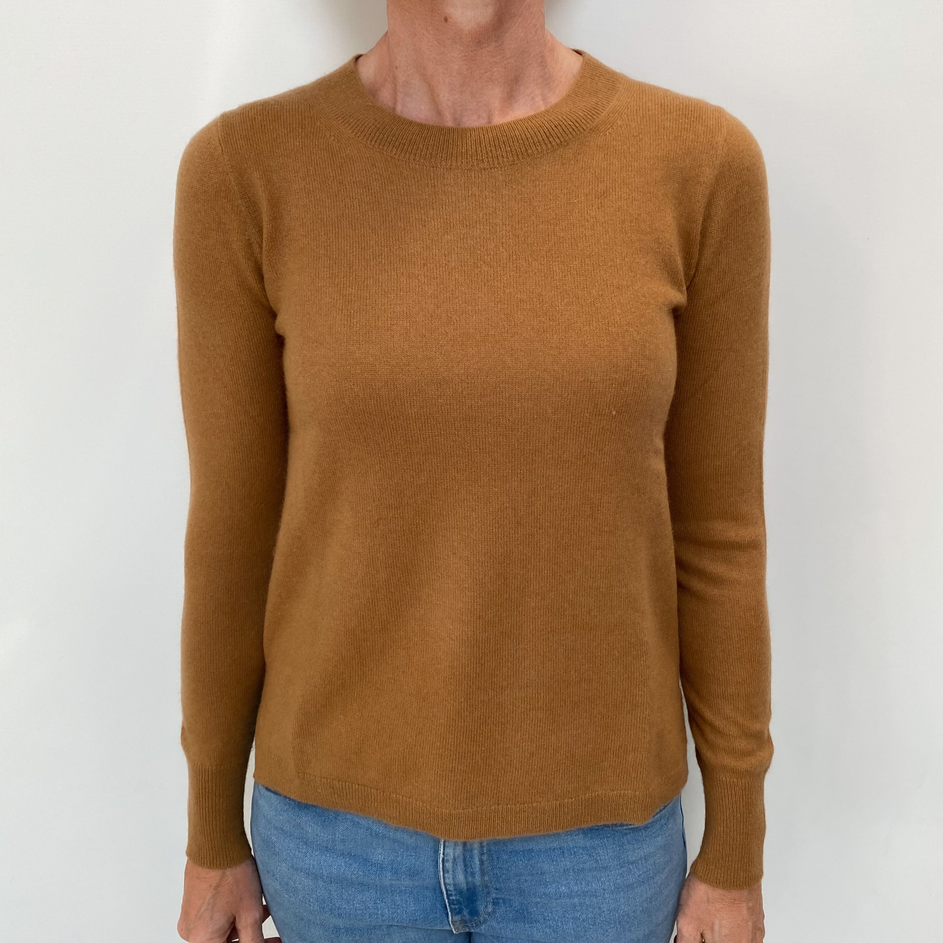 Butterscotch Brown Cashmere Crew Neck Jumper Small