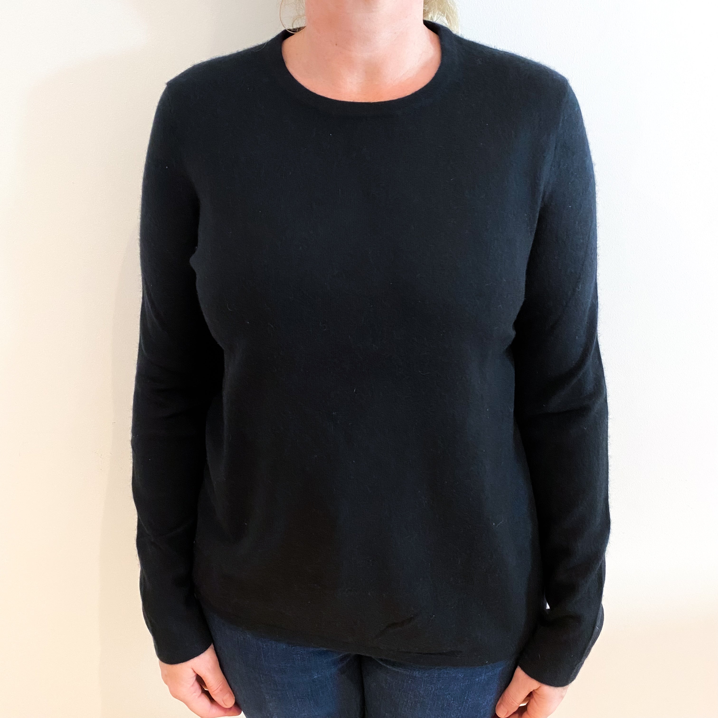 Black Cashmere Crew Neck Jumper Large