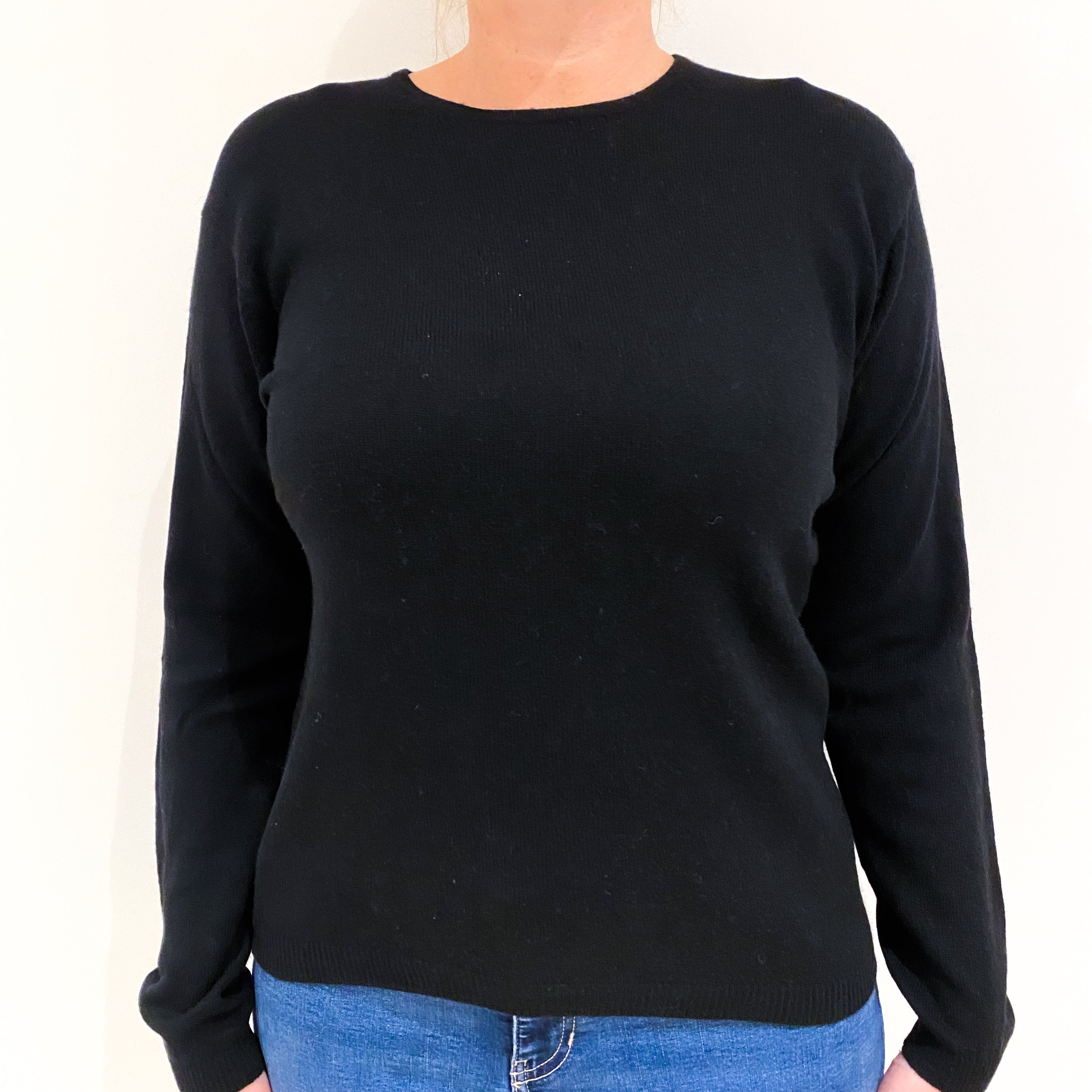 Black Cashmere Crew Neck Jumper Large