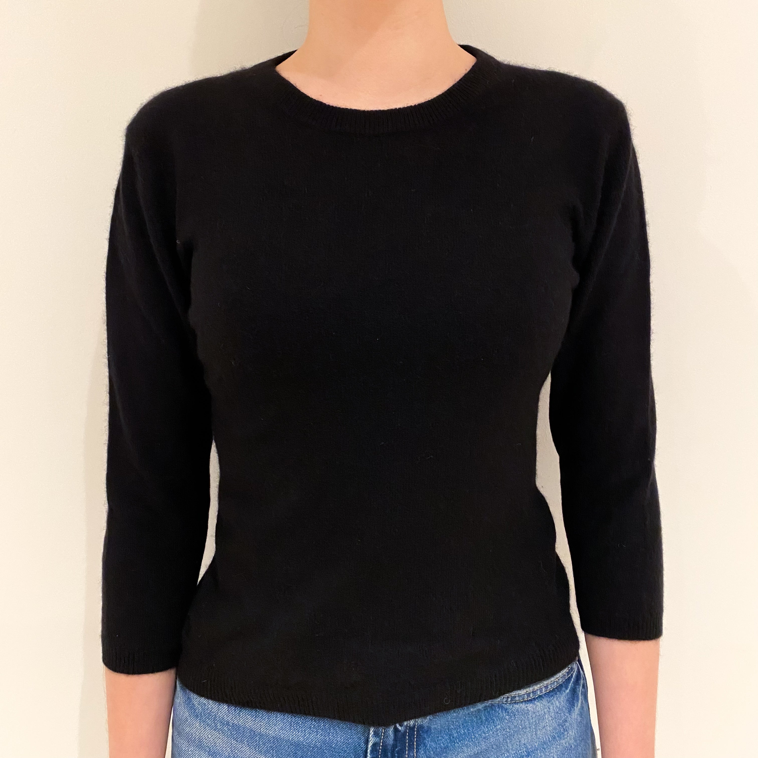 Black Cashmere Crew Neck Jumper Extra Small