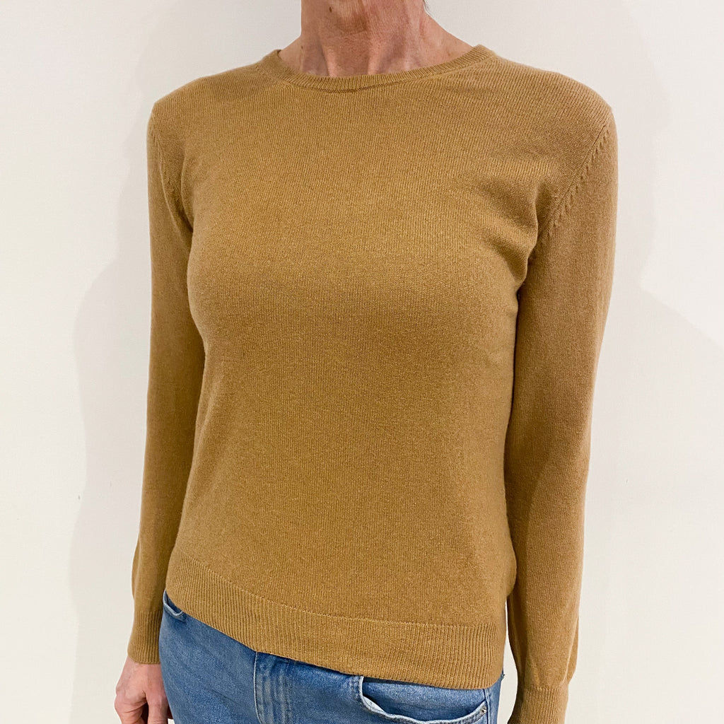 Caramel Brown Cashmere Crew Neck Jumper Small