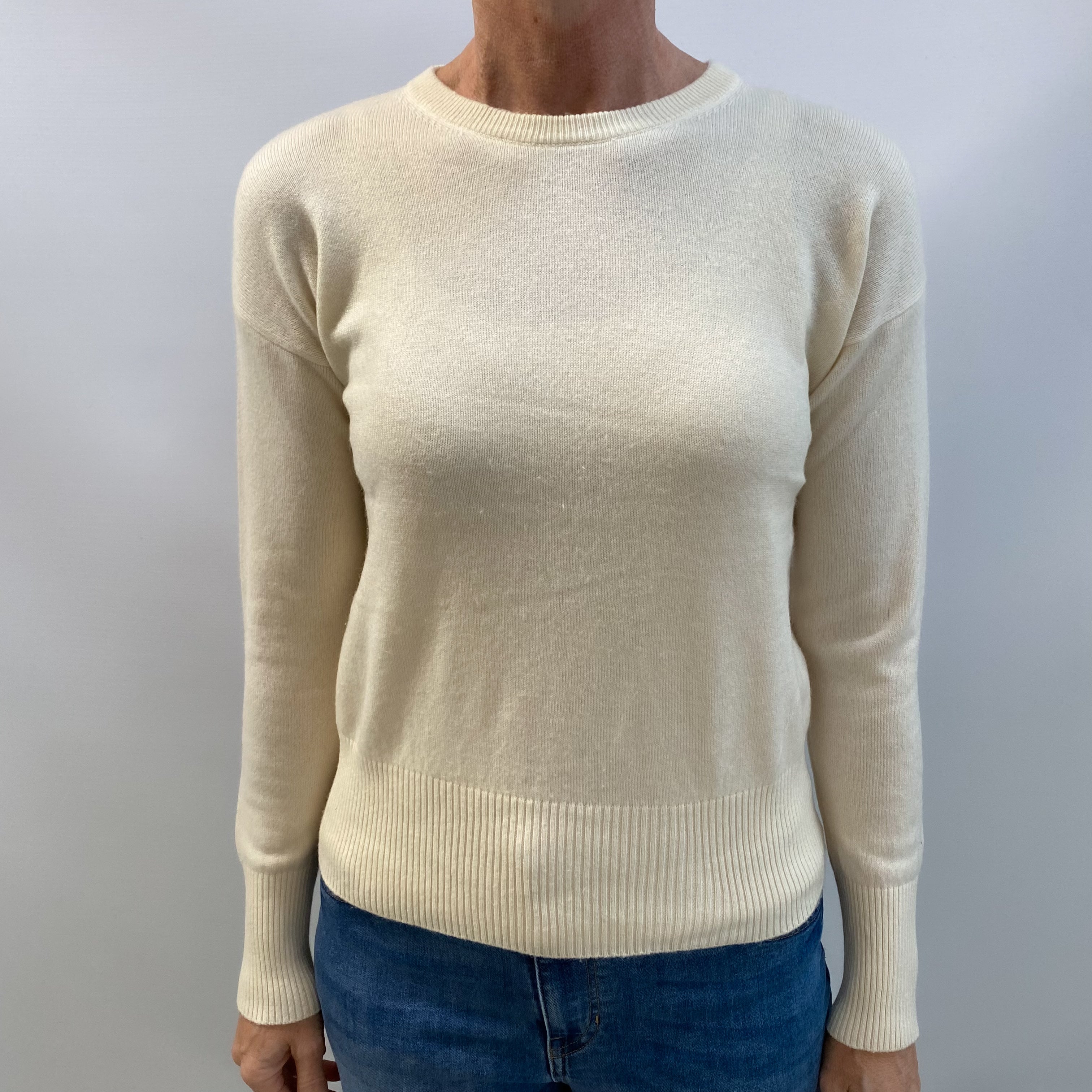Vanilla Cream Cashmere Crew Neck Jumper Small