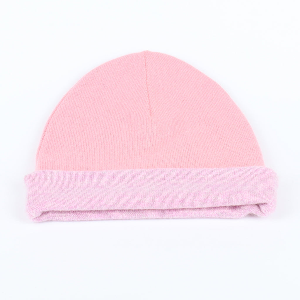 Mauve and Candy Pink Reversible Cashmere Beanie Hat