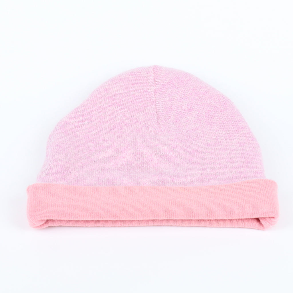 Mauve and Candy Pink Reversible Cashmere Beanie Hat