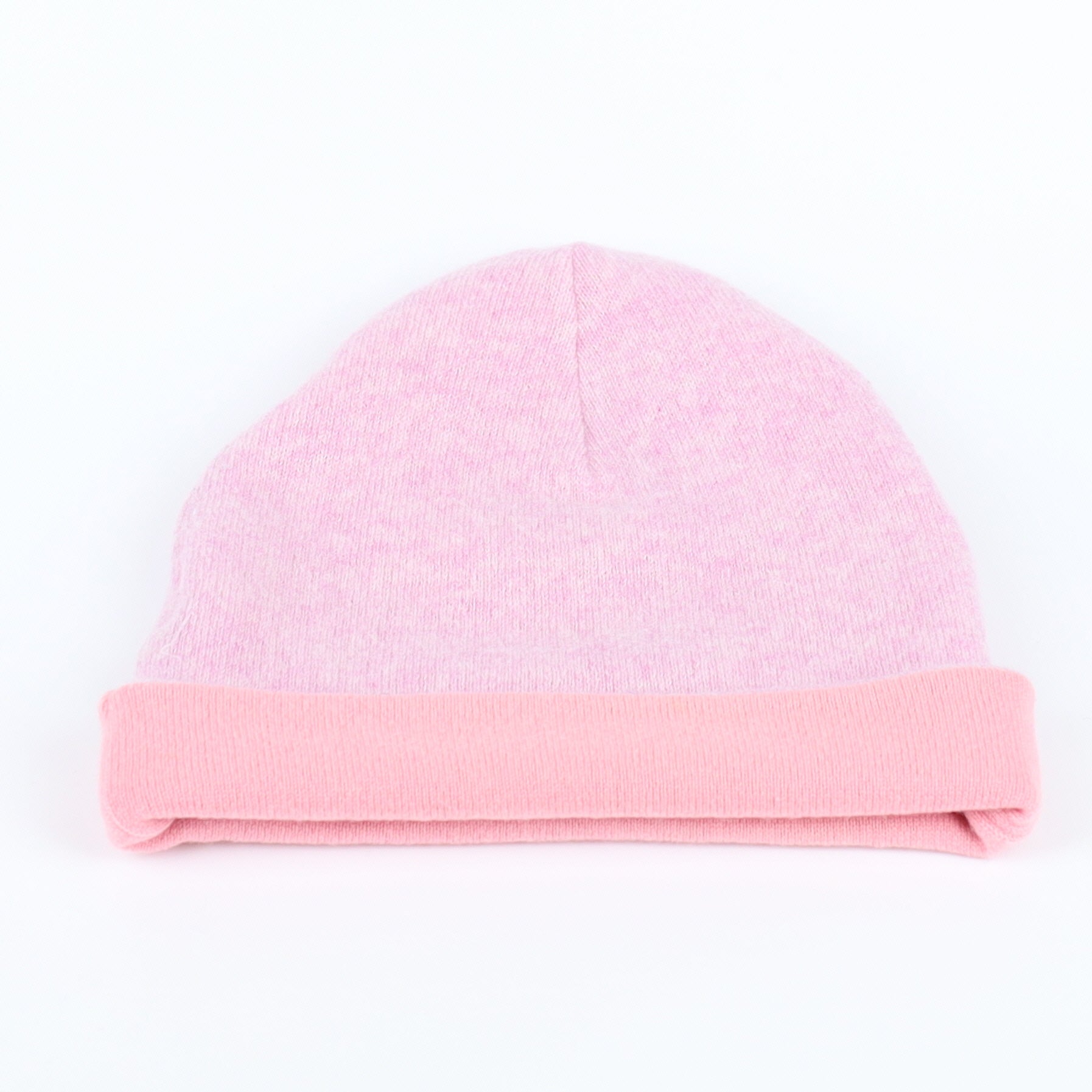 Mauve and Candy Pink Reversible Cashmere Beanie Hat