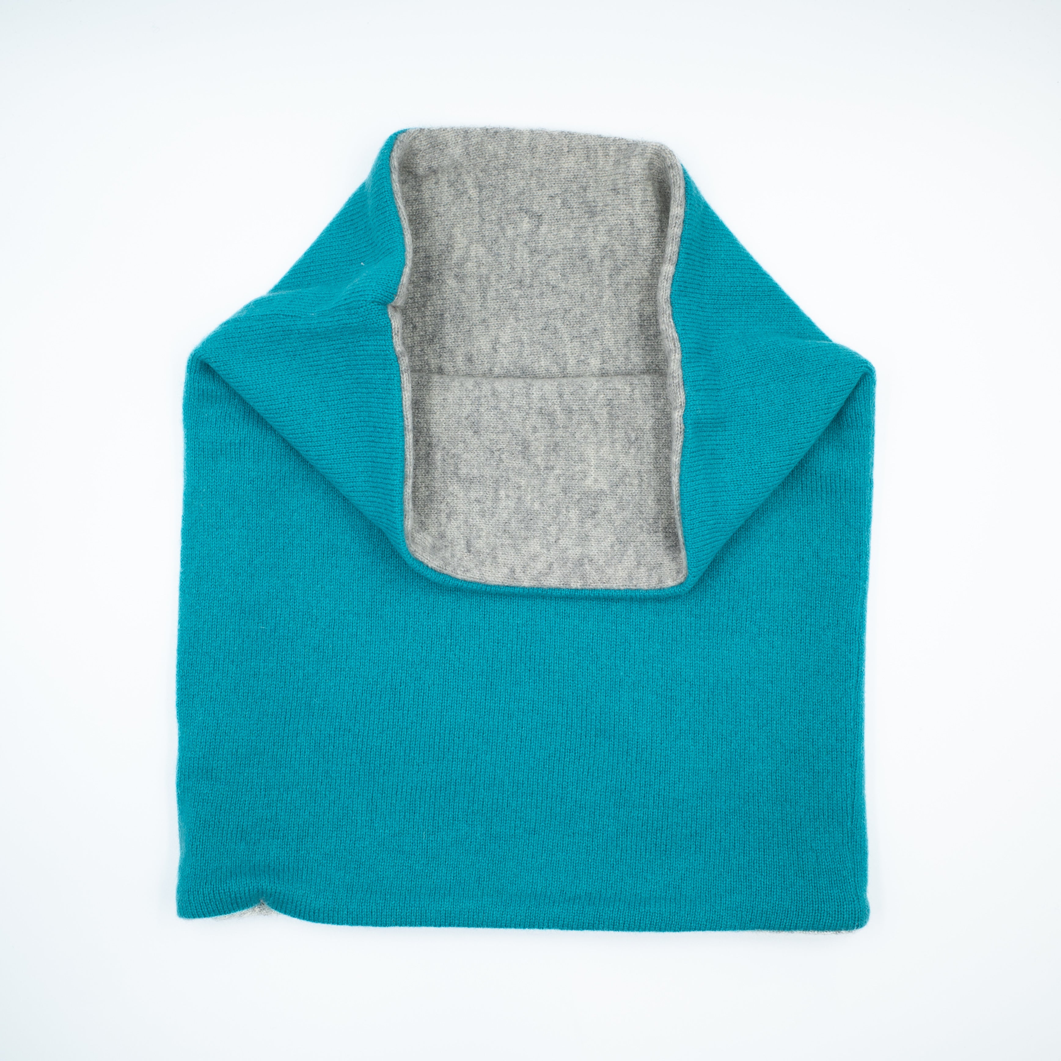 Sea Green and Pale Grey Double Layered Snood