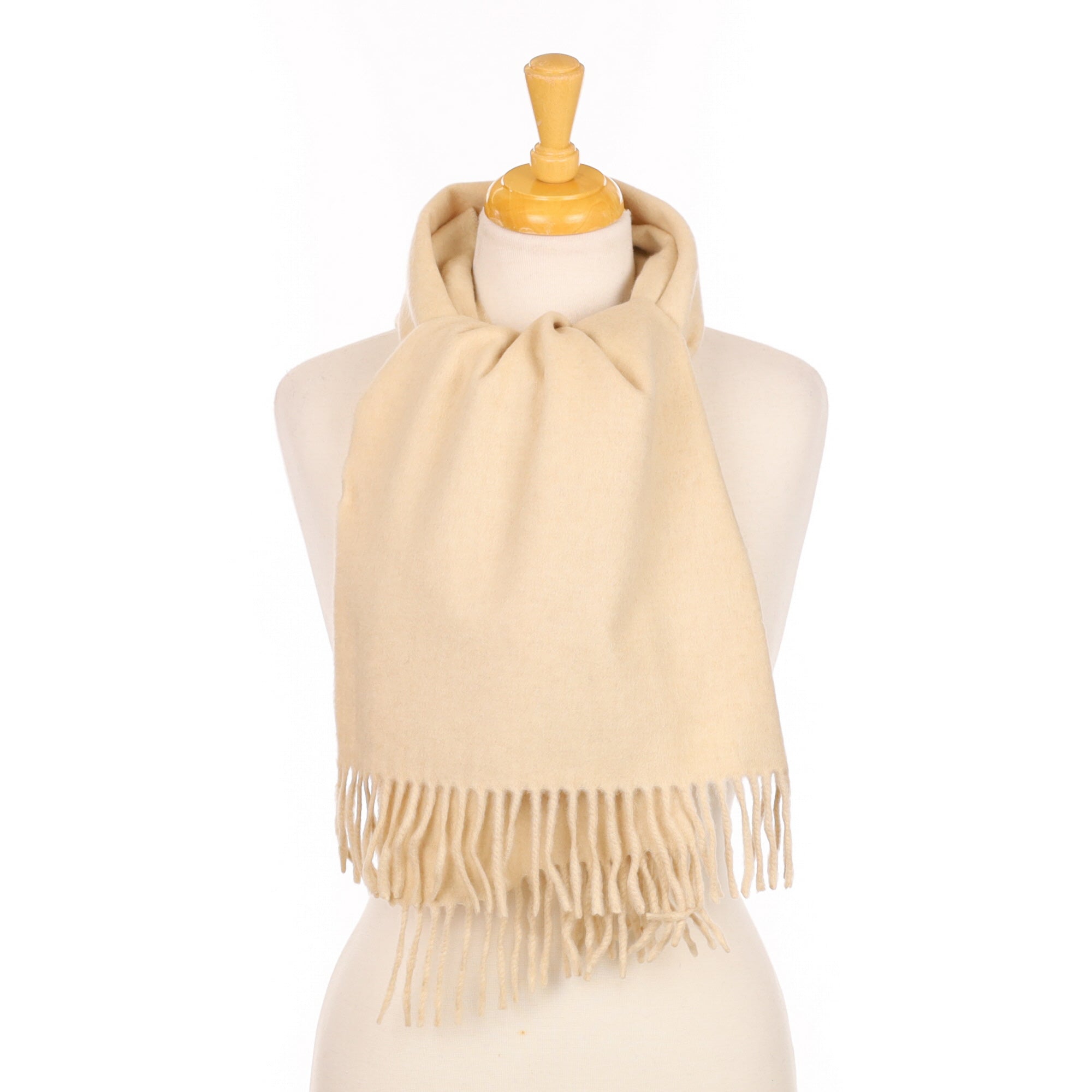 Pale Oatmeal Fringed Woven Scarf