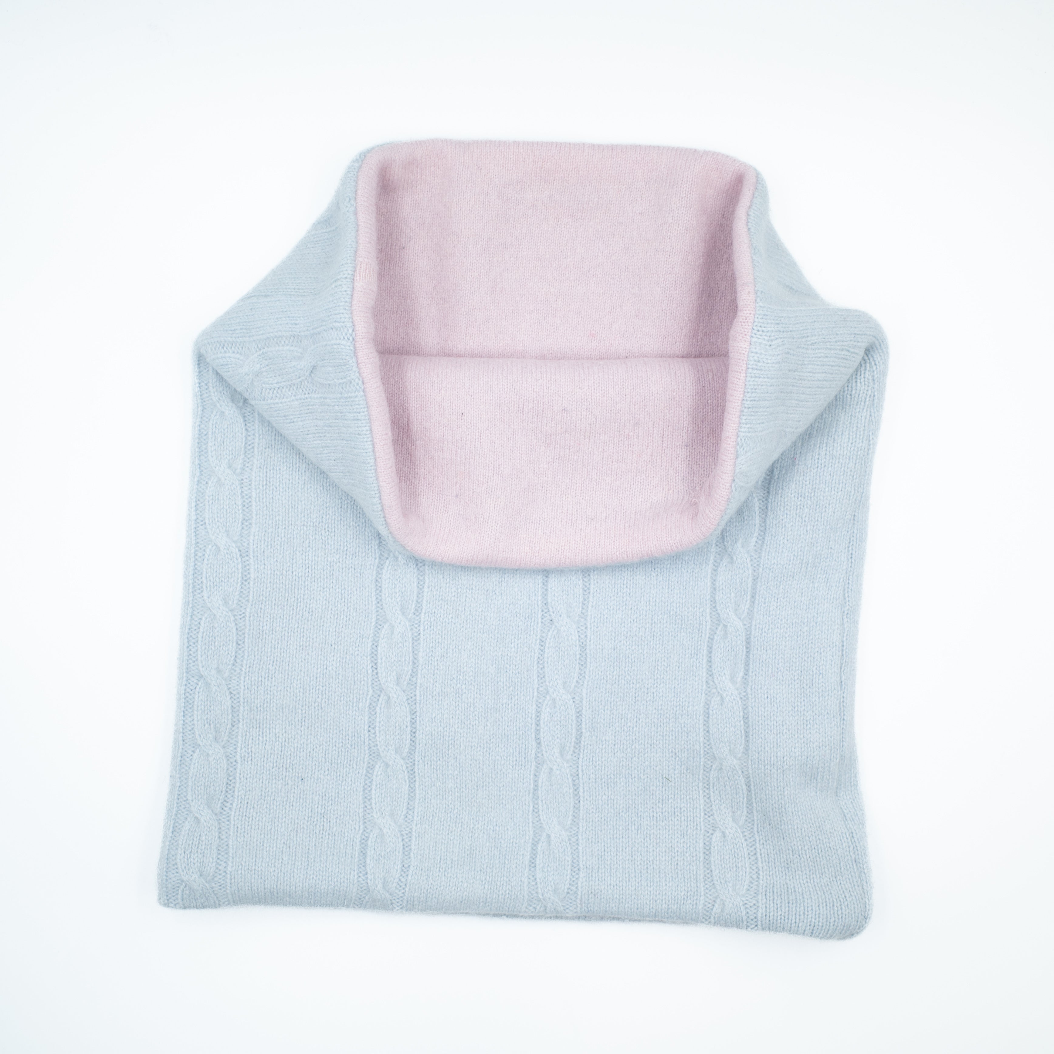 Baby Blue Cable and Pink Luxury Double Layered Snood