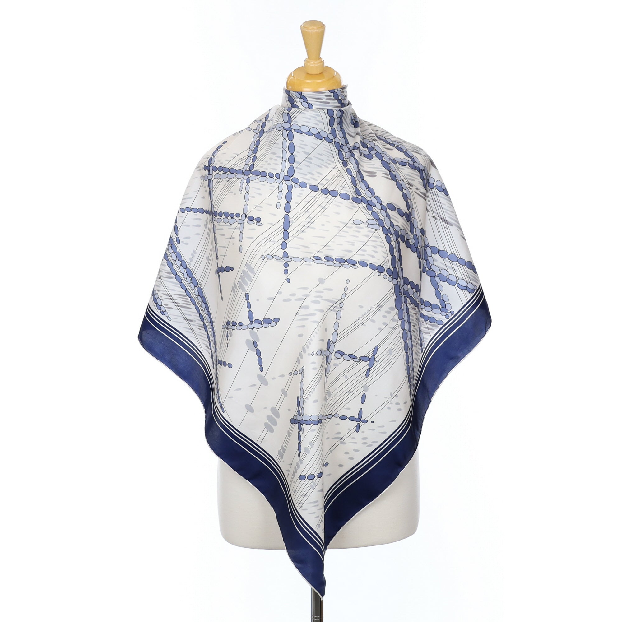 Vintage Blue and White Silk Scarf