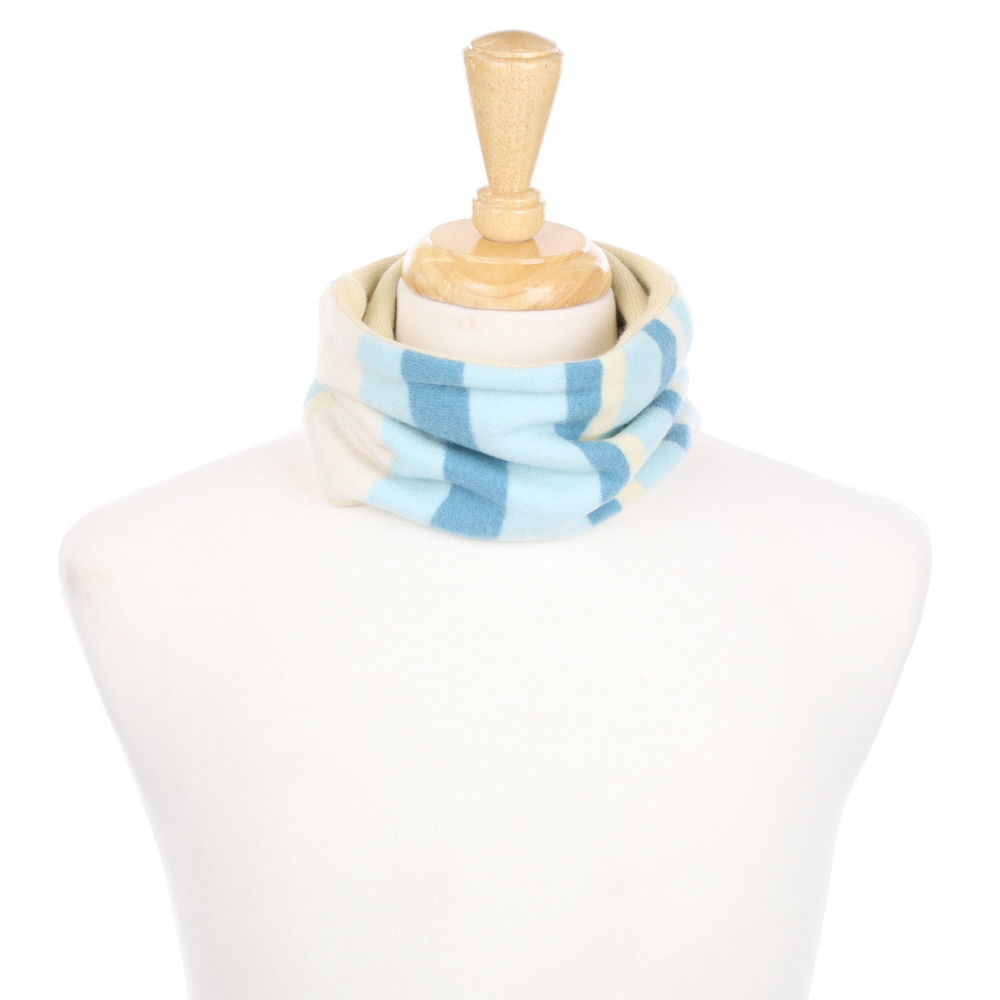 Aqua and Cream Stripe Neck Warmer