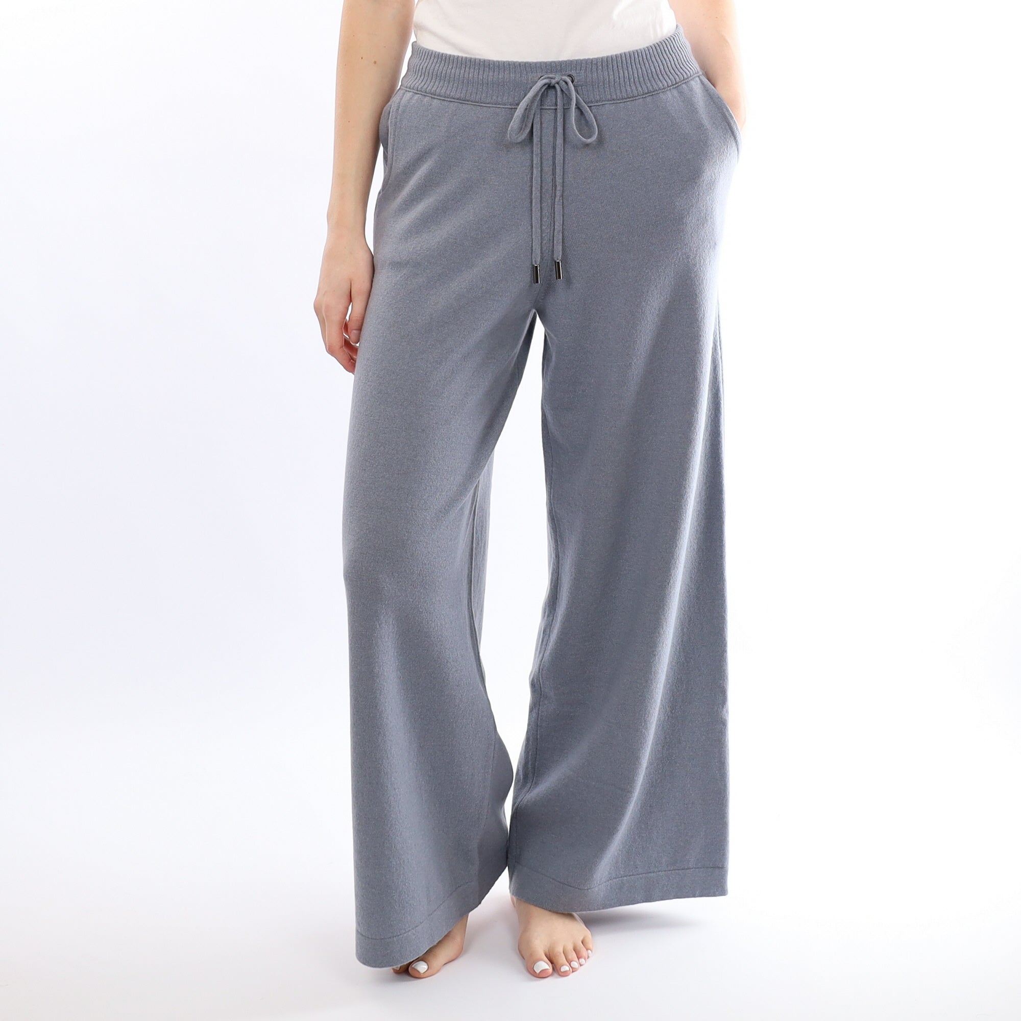 Brand New Scottish Pebble Grey Cashmere Wide Leg Lounge Pants Small