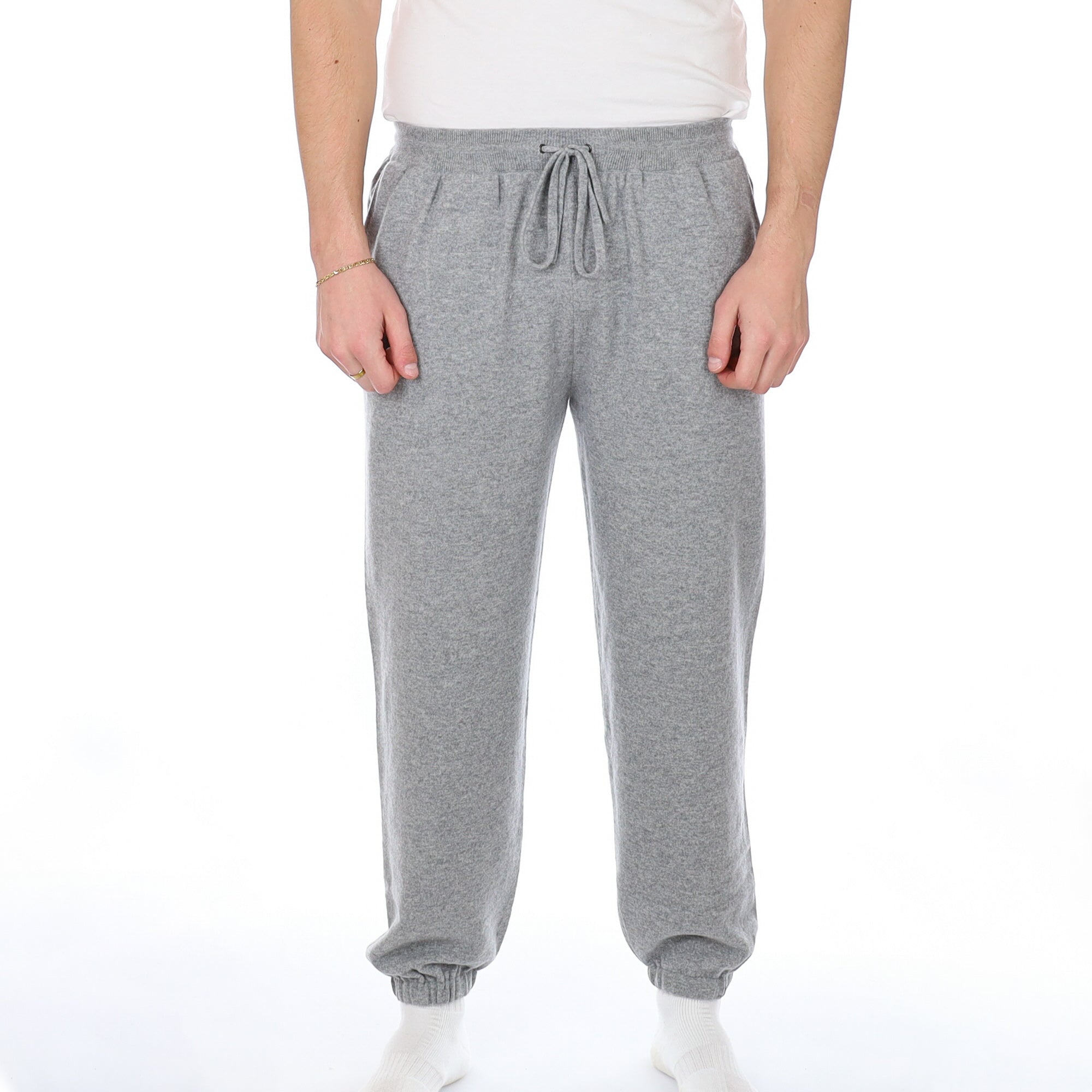 Men’s Brand New Scottish Smoke Grey Chunky Cashmere Lounge Pants Large